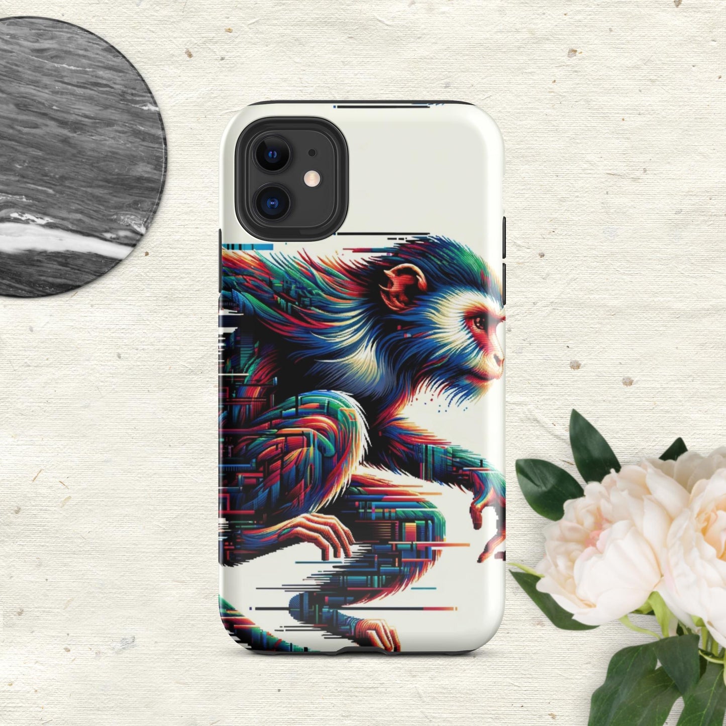 The Hologram Hook Up Glossy / iPhone 11 Monkey Glitch Tough Case for iPhone®