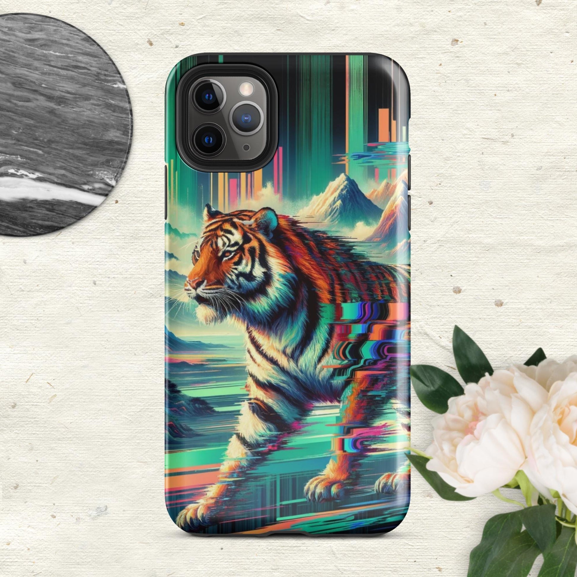 The Hologram Hook Up Glossy / iPhone 11 Pro Max Tiger Glitch Tough Case for iPhone®