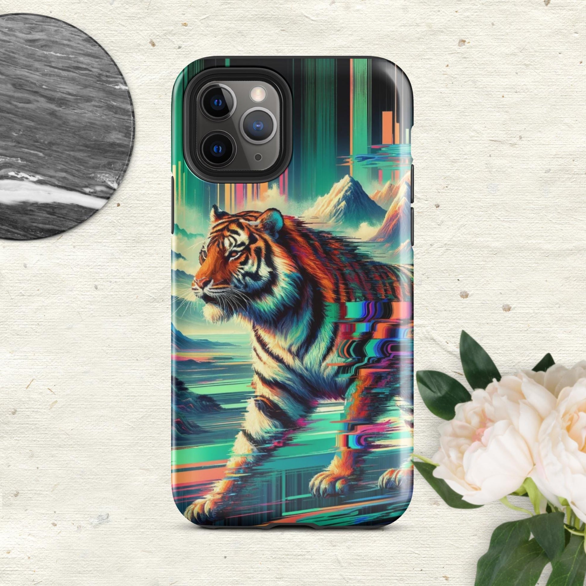 The Hologram Hook Up Glossy / iPhone 11 Pro Tiger Glitch Tough Case for iPhone®