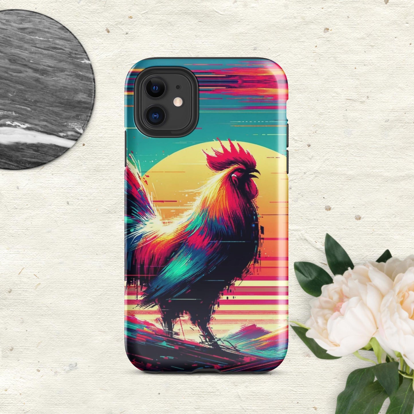 The Hologram Hook Up Glossy / iPhone 11 Rooster Glitch Tough Case for iPhone®