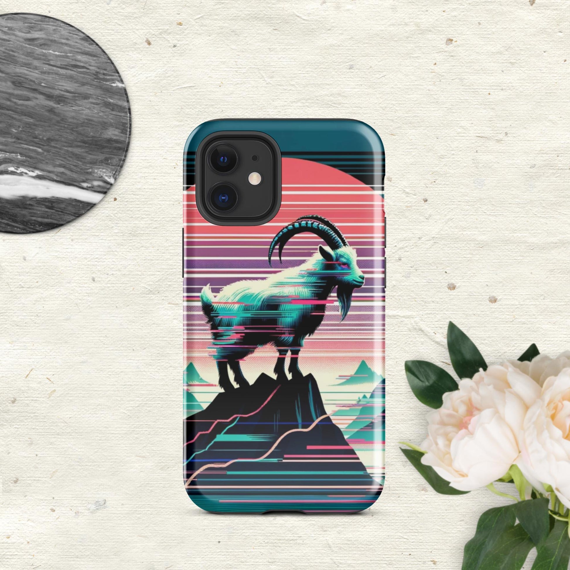 The Hologram Hook Up Glossy / iPhone 12 mini Goat Glitch Tough Case for iPhone®