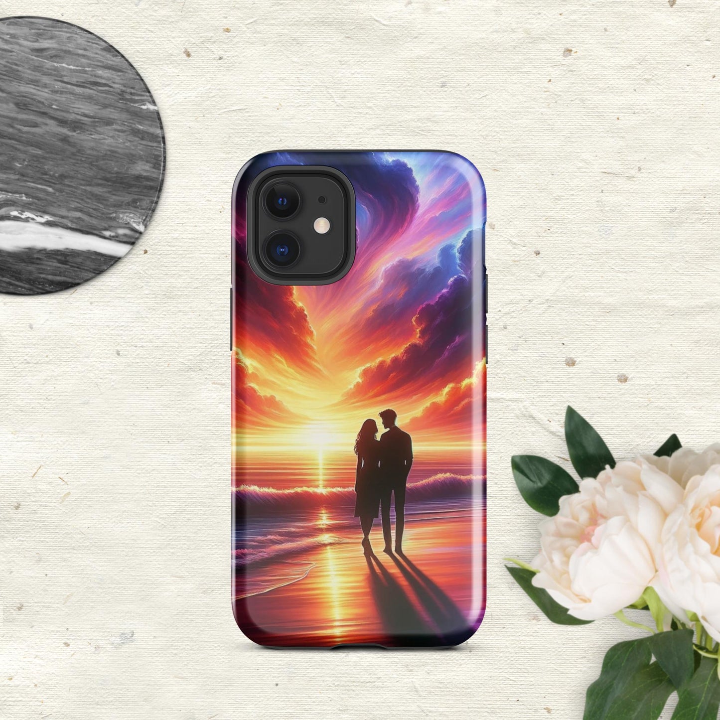 The Hologram Hook Up Glossy / iPhone 12 mini Lovers Sunset Tough Case for iPhone®