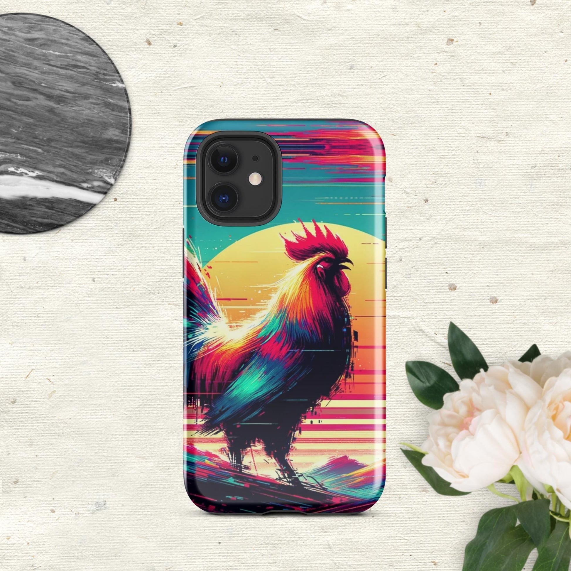 The Hologram Hook Up Glossy / iPhone 12 mini Rooster Glitch Tough Case for iPhone®