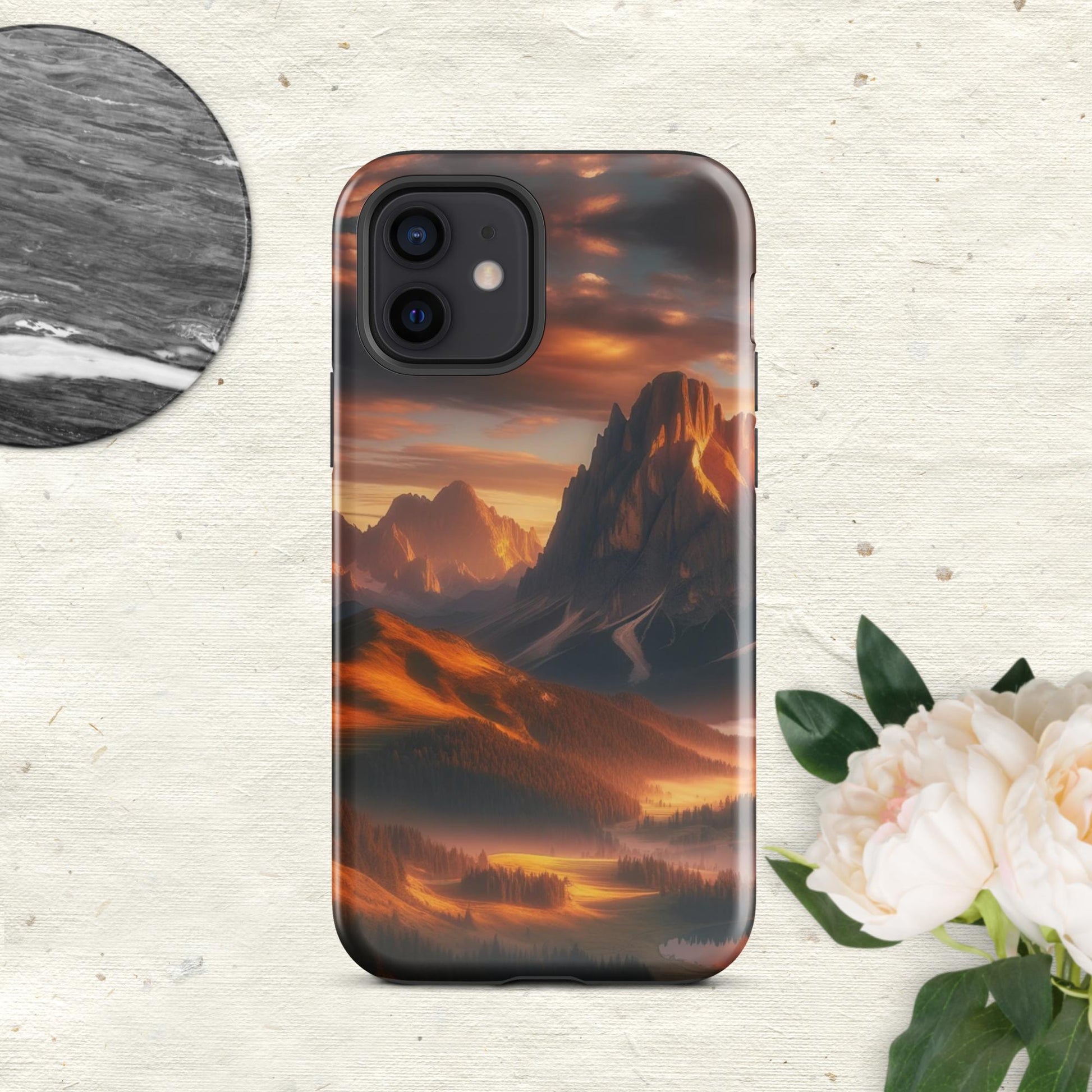 The Hologram Hook Up Glossy / iPhone 12 Mountain Sunset Tough Case for iPhone®