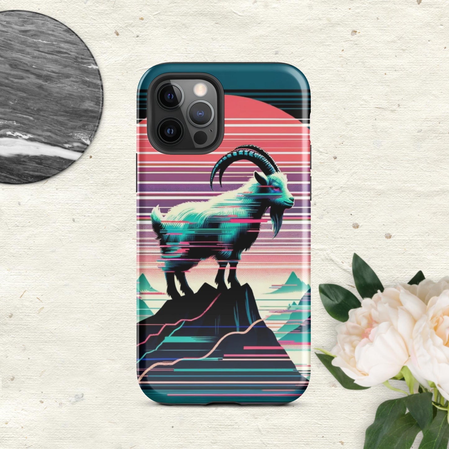The Hologram Hook Up Glossy / iPhone 12 Pro Goat Glitch Tough Case for iPhone®