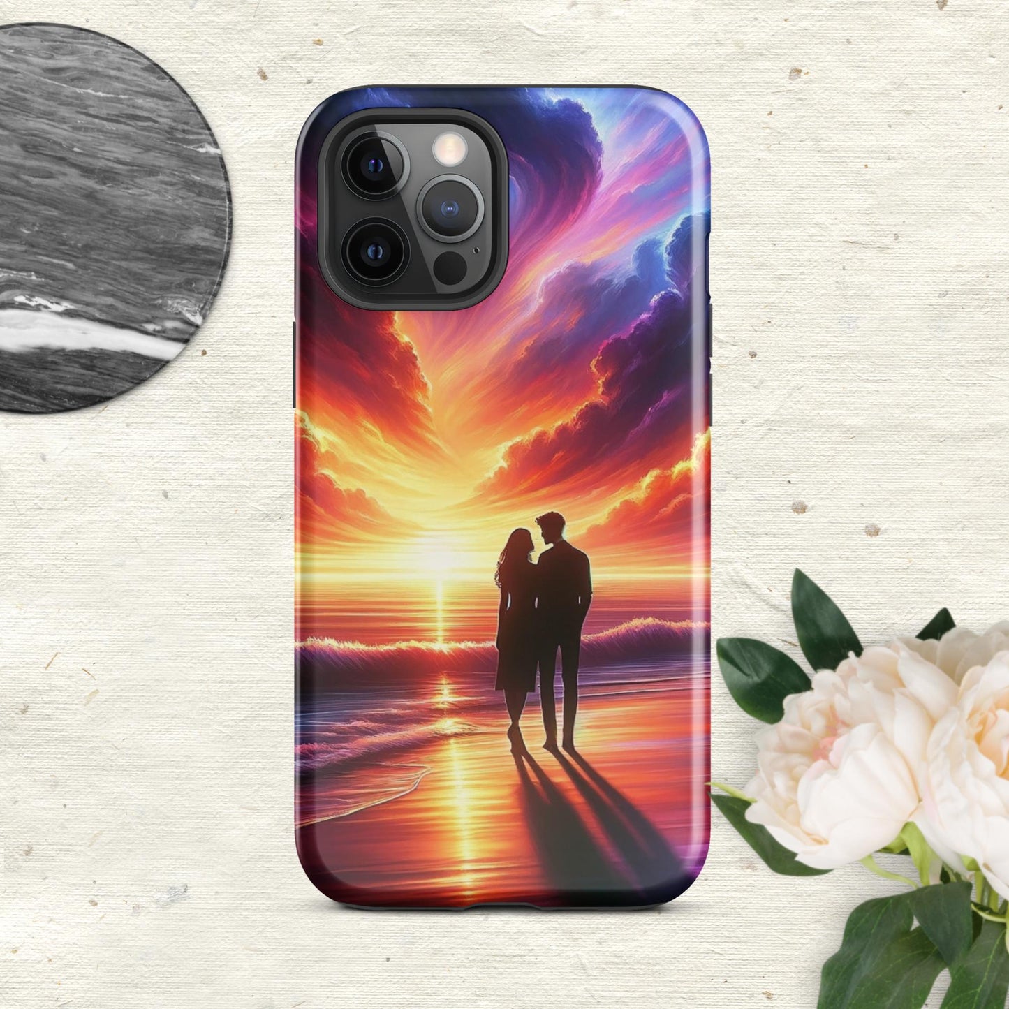 The Hologram Hook Up Glossy / iPhone 12 Pro Max Lovers Sunset Tough Case for iPhone®