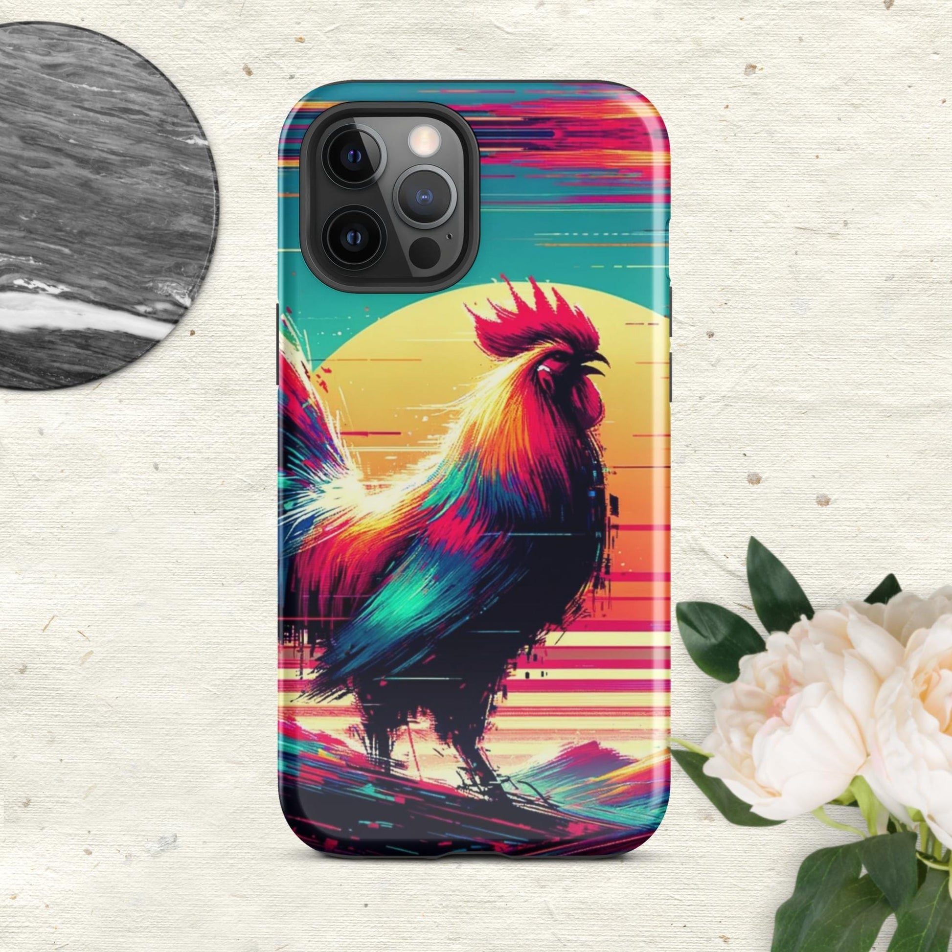 The Hologram Hook Up Glossy / iPhone 12 Pro Max Rooster Glitch Tough Case for iPhone®