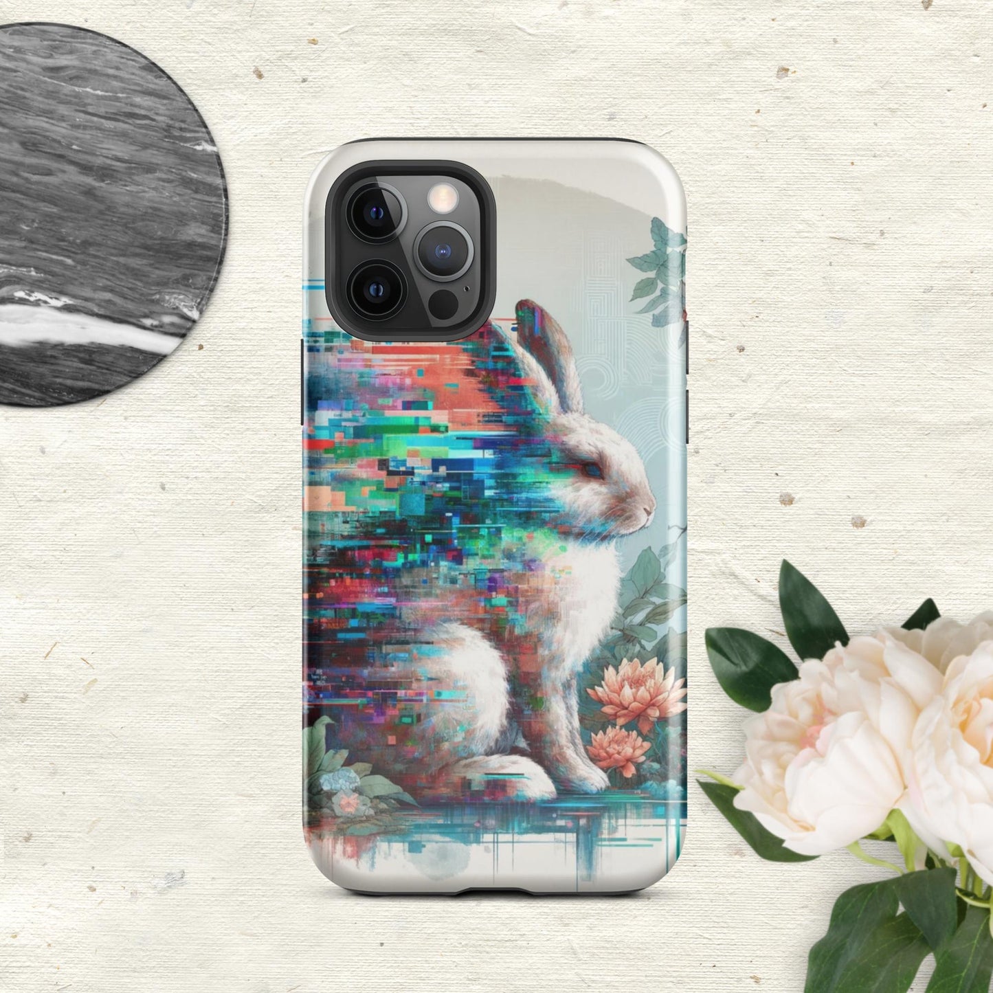 The Hologram Hook Up Glossy / iPhone 12 Pro Rabbit Glitch Tough Case for iPhone®