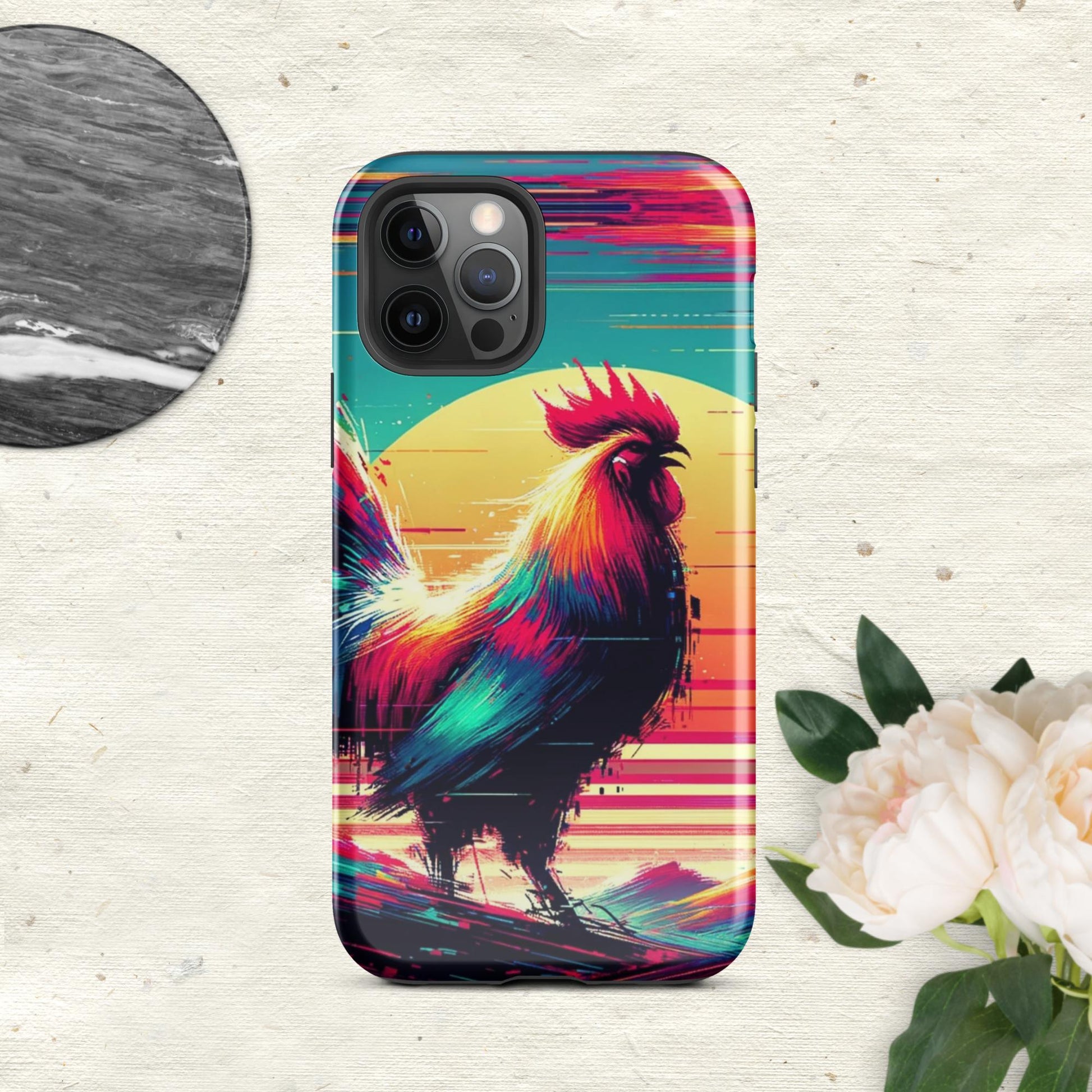 The Hologram Hook Up Glossy / iPhone 12 Pro Rooster Glitch Tough Case for iPhone®