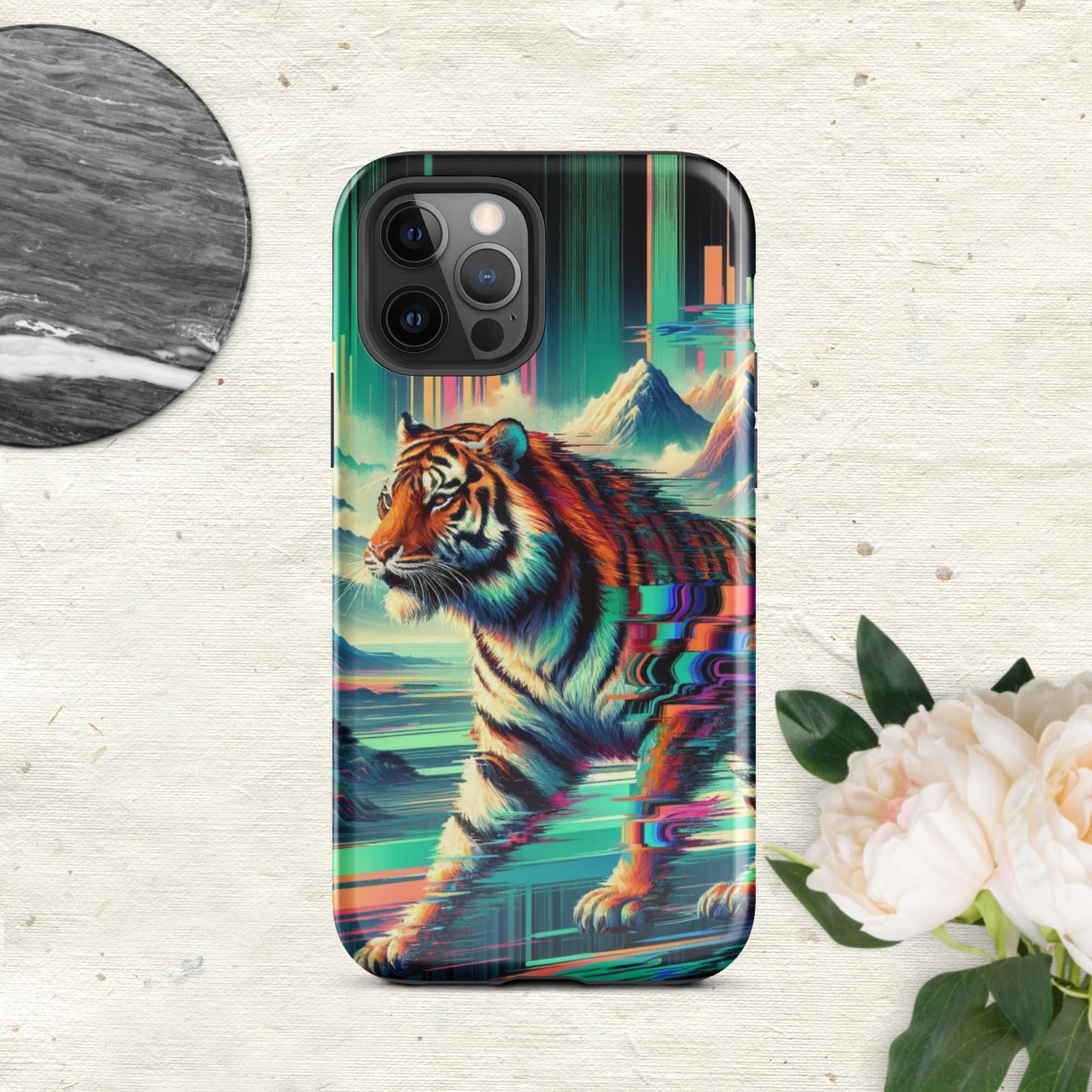 The Hologram Hook Up Glossy / iPhone 12 Pro Tiger Glitch Tough Case for iPhone®
