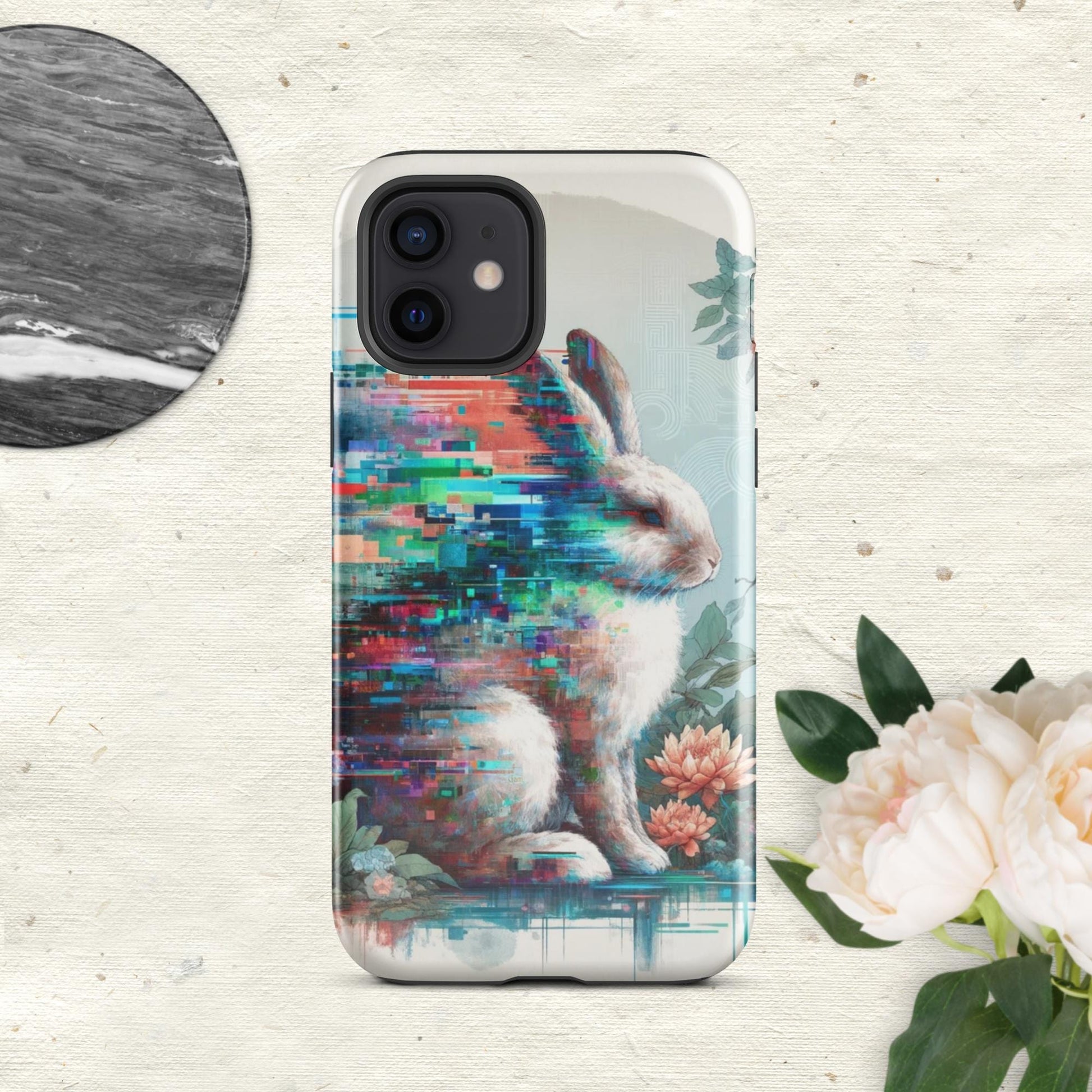 The Hologram Hook Up Glossy / iPhone 12 Rabbit Glitch Tough Case for iPhone®