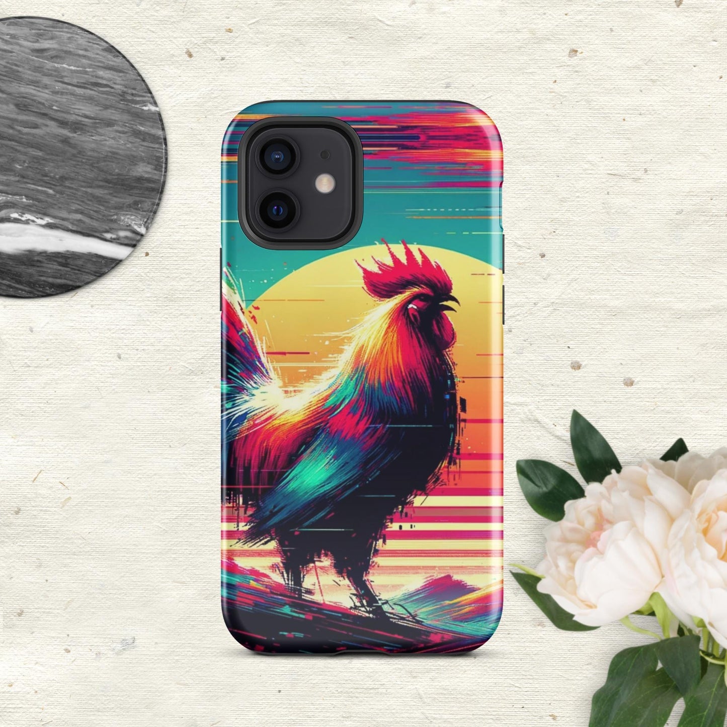 The Hologram Hook Up Glossy / iPhone 12 Rooster Glitch Tough Case for iPhone®