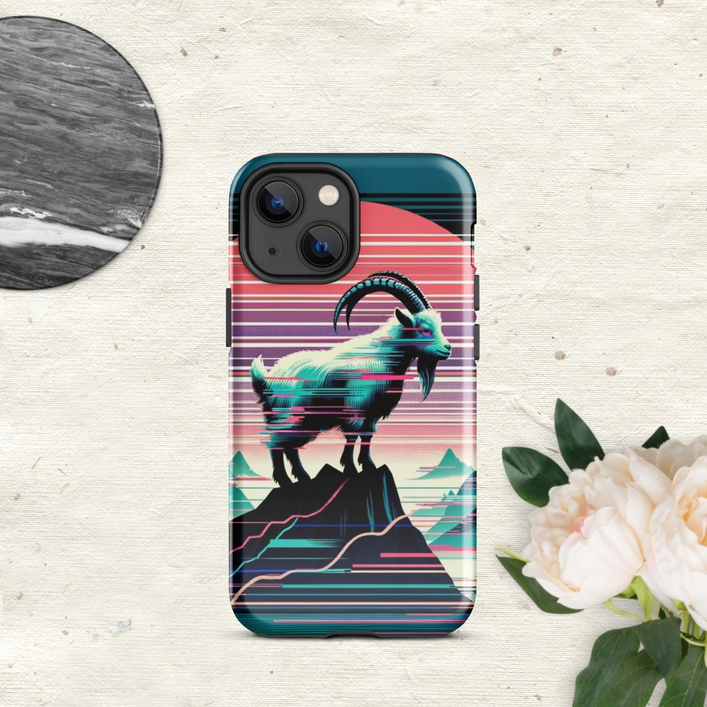 The Hologram Hook Up Glossy / iPhone 13 mini Goat Glitch Tough Case for iPhone®