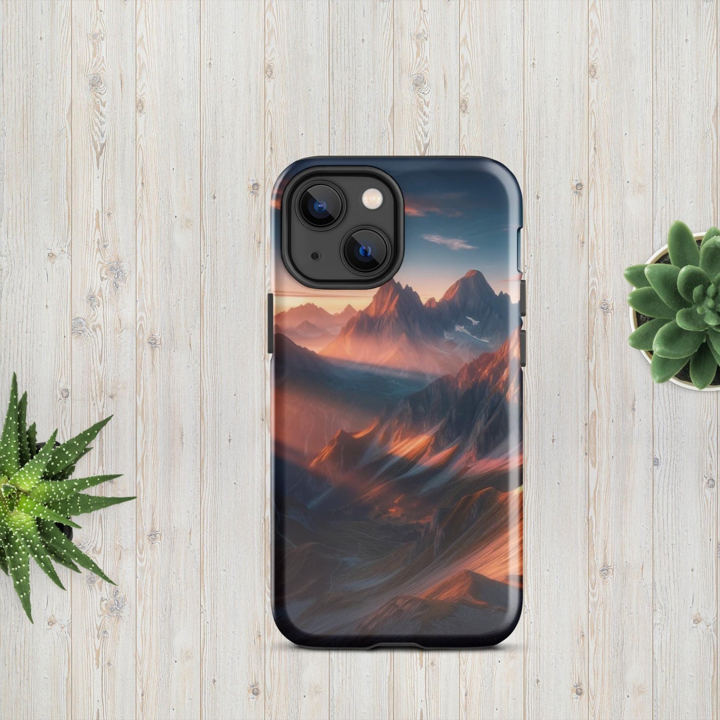 The Hologram Hook Up Glossy / iPhone 13 mini Mountain Mornings Tough Case for iPhone®