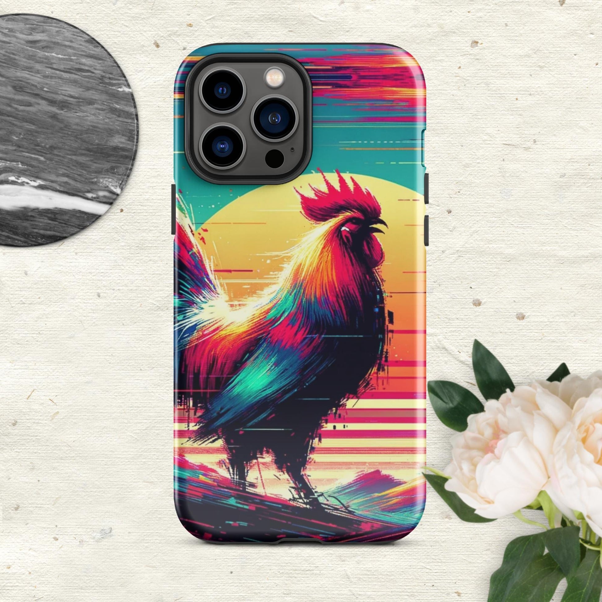 The Hologram Hook Up Glossy / iPhone 13 Pro Max Rooster Glitch Tough Case for iPhone®