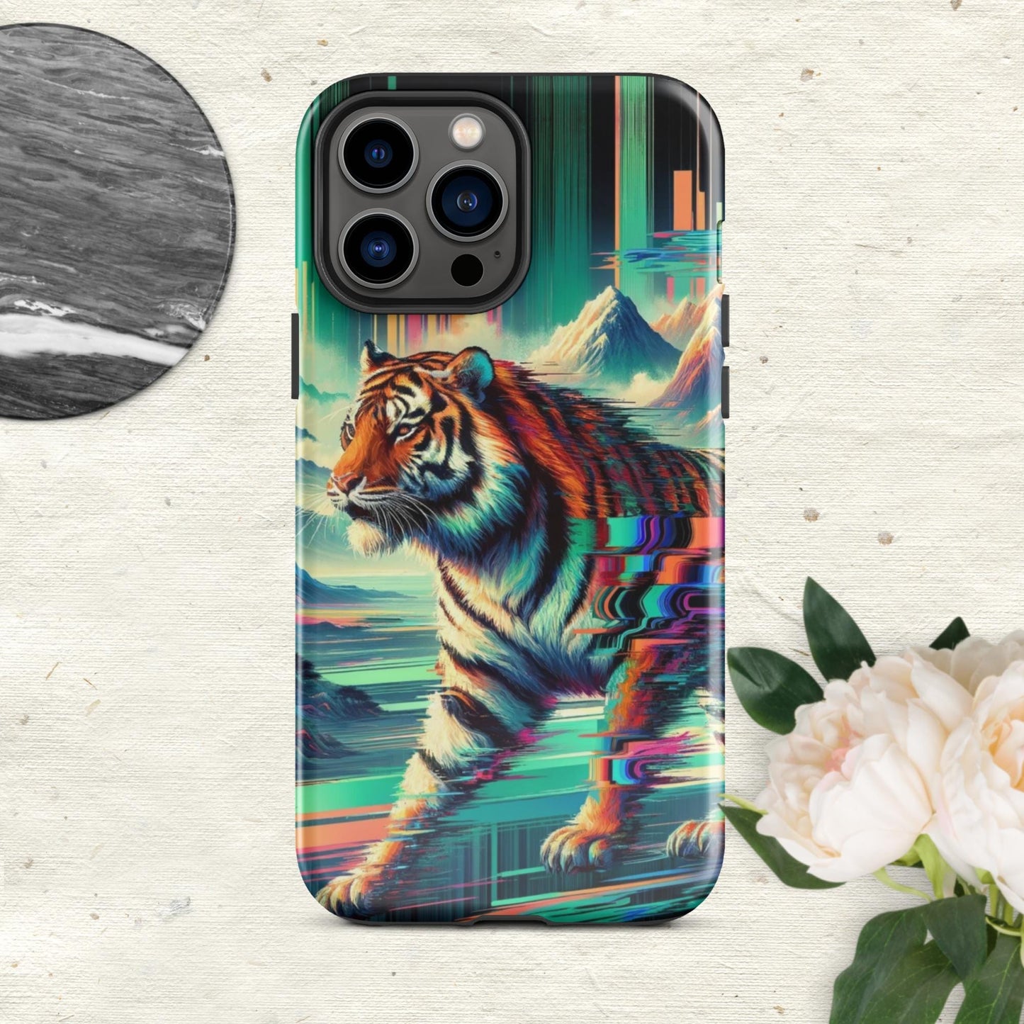 The Hologram Hook Up Glossy / iPhone 13 Pro Max Tiger Glitch Tough Case for iPhone®