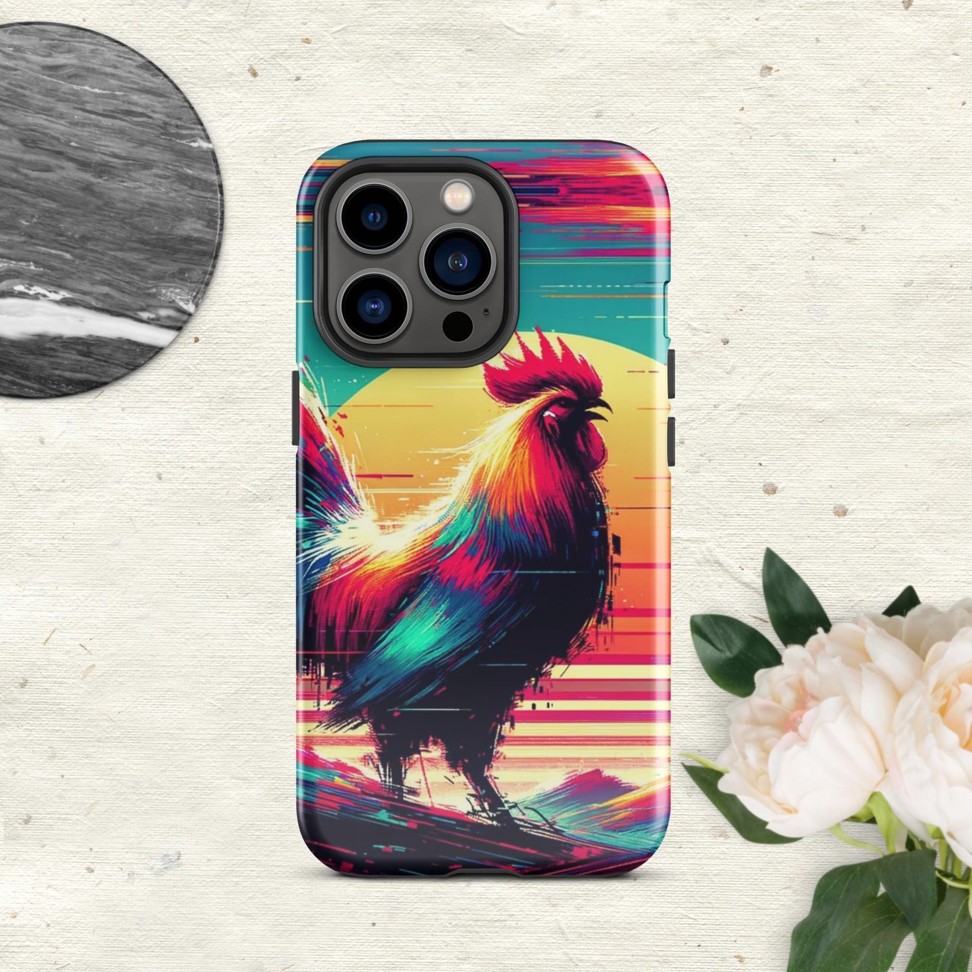 The Hologram Hook Up Glossy / iPhone 13 Pro Rooster Glitch Tough Case for iPhone®