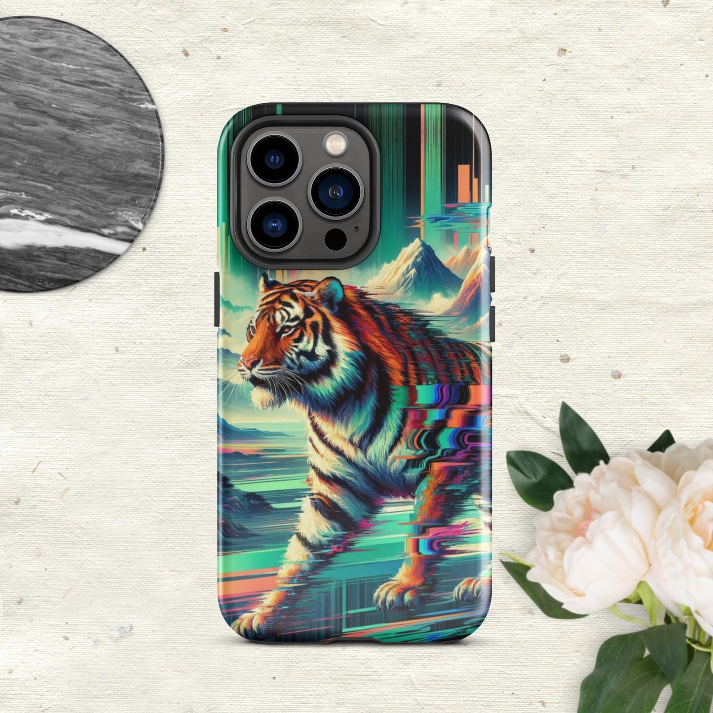 The Hologram Hook Up Glossy / iPhone 13 Pro Tiger Glitch Tough Case for iPhone®