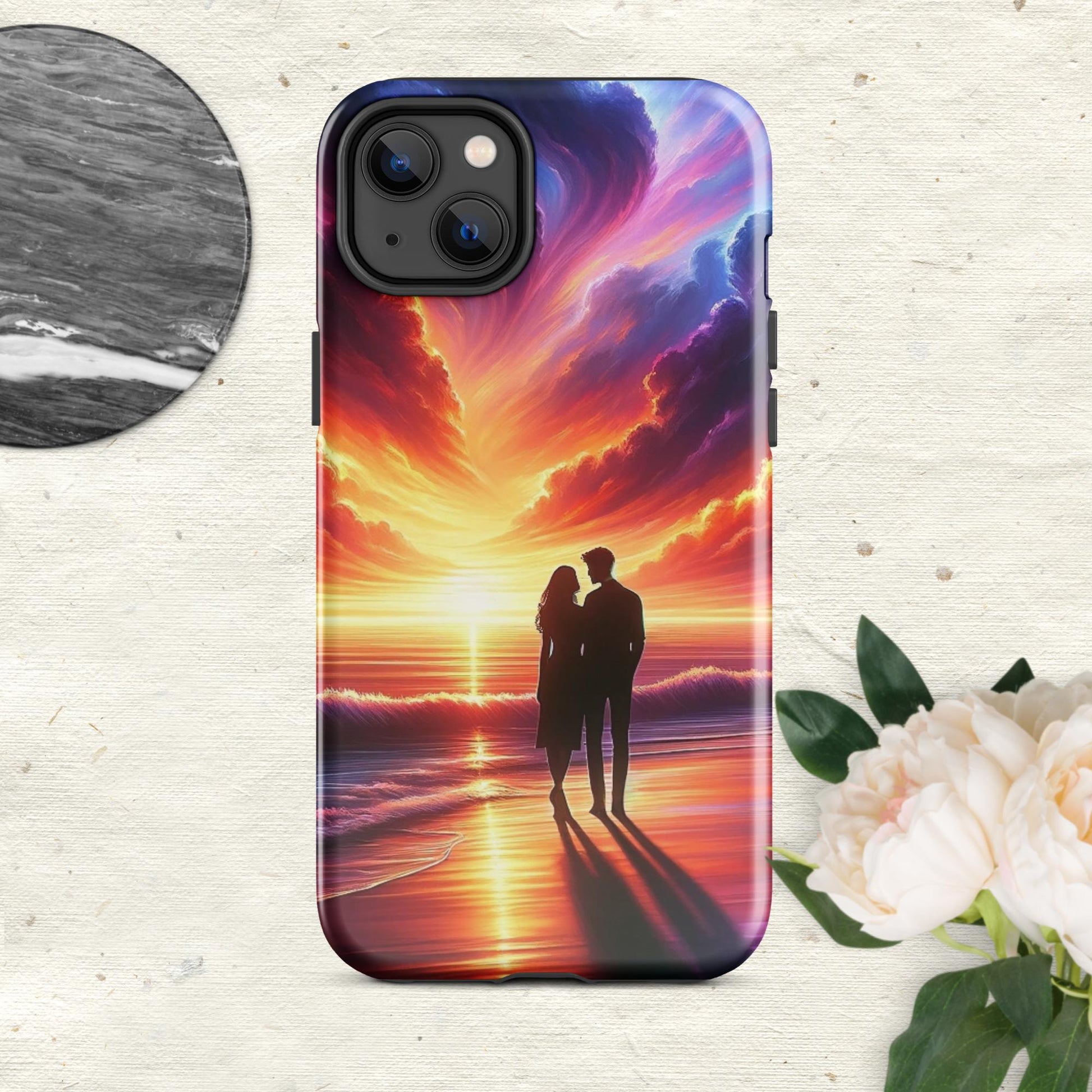The Hologram Hook Up Glossy / iPhone 14 Plus Lovers Sunset Tough Case for iPhone®