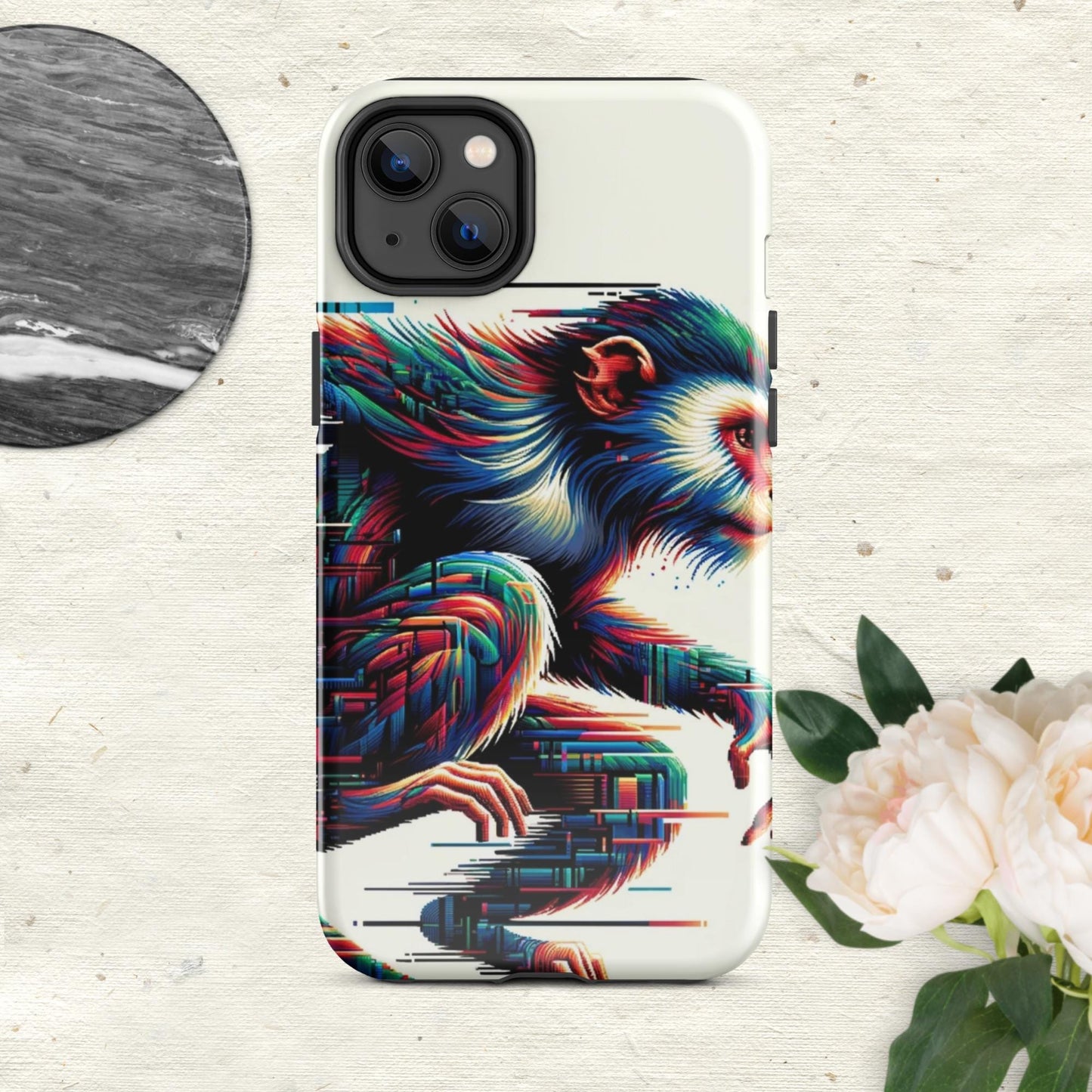 The Hologram Hook Up Glossy / iPhone 14 Plus Monkey Glitch Tough Case for iPhone®