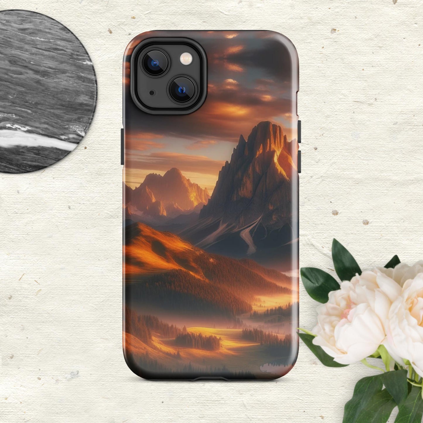 The Hologram Hook Up Glossy / iPhone 14 Plus Mountain Sunset Tough Case for iPhone®