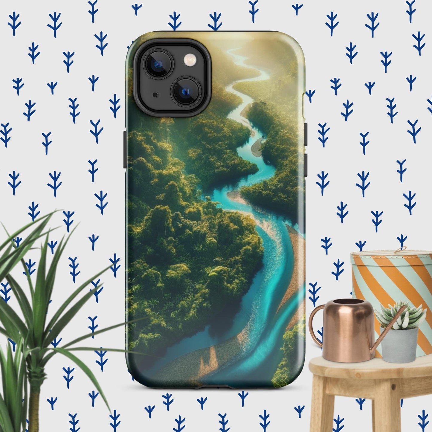 The Hologram Hook Up Glossy / iPhone 14 Plus Rainforest River Tough Case for iPhone®