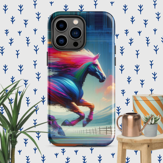 The Hologram Hook Up Glossy / iPhone 14 Pro Max Horse Glitch Tough Case for iPhone®