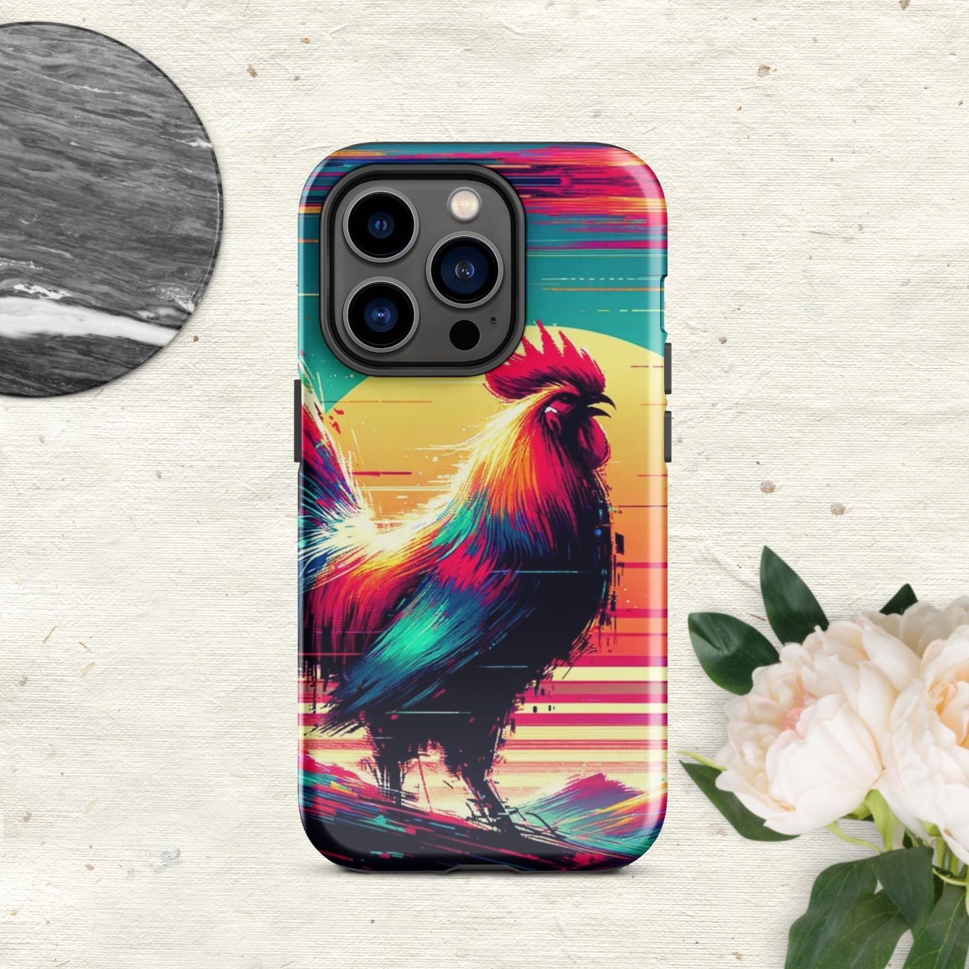 The Hologram Hook Up Glossy / iPhone 14 Pro Rooster Glitch Tough Case for iPhone®