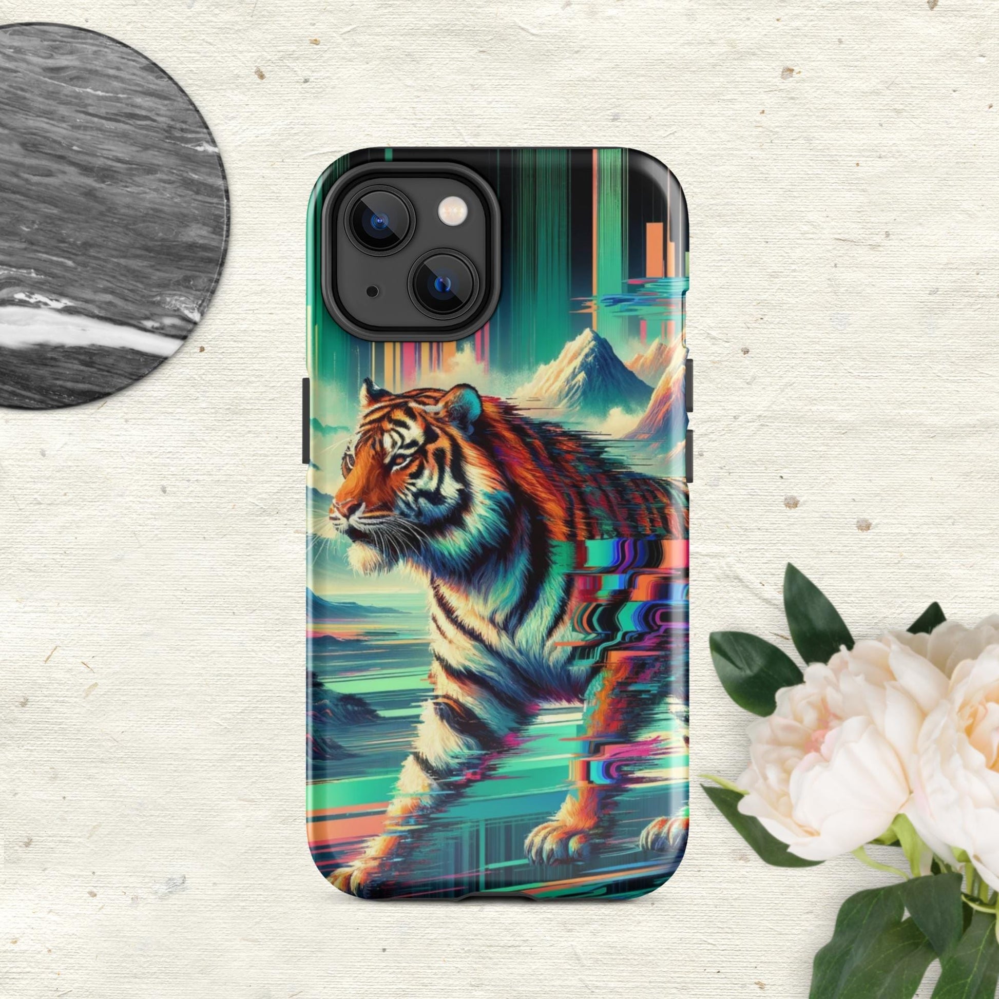 The Hologram Hook Up Glossy / iPhone 14 Tiger Glitch Tough Case for iPhone®