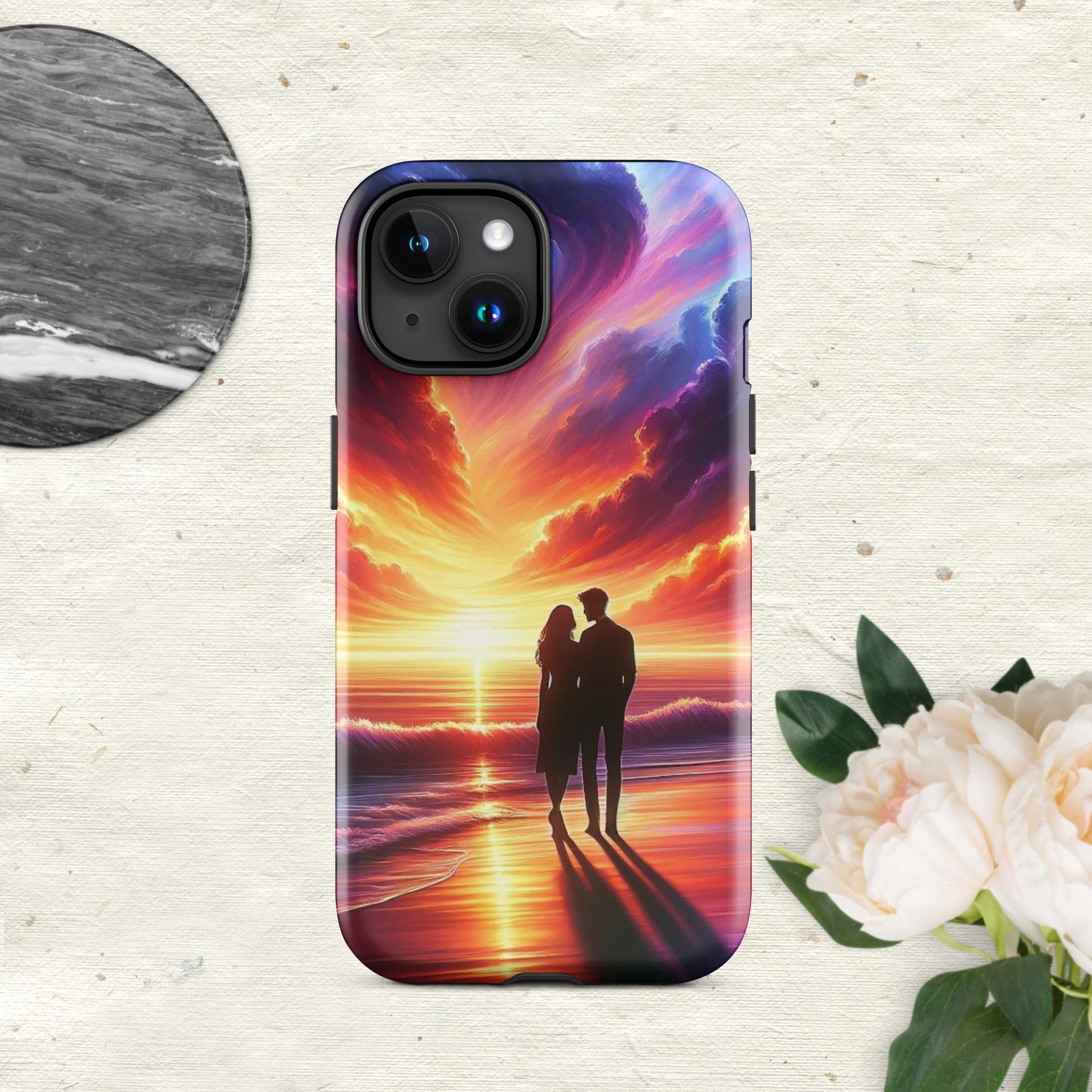 The Hologram Hook Up Glossy / iPhone 15 Lovers Sunset Tough Case for iPhone®