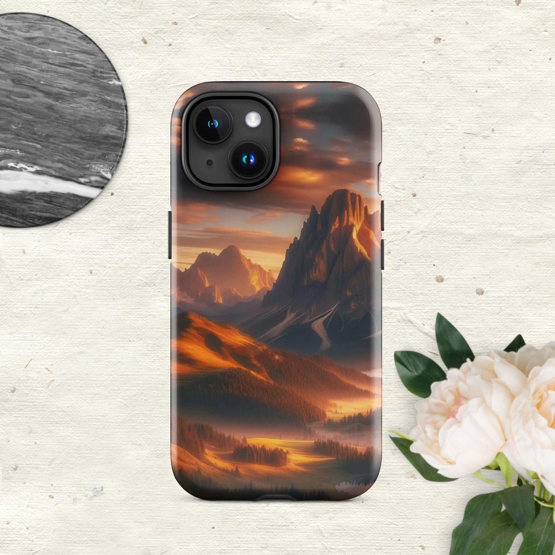 The Hologram Hook Up Glossy / iPhone 15 Mountain Sunset Tough Case for iPhone®