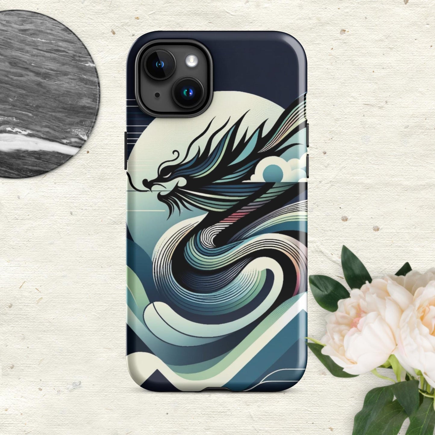 The Hologram Hook Up Glossy / iPhone 15 Plus Dragon Icon Tough Case for iPhone®