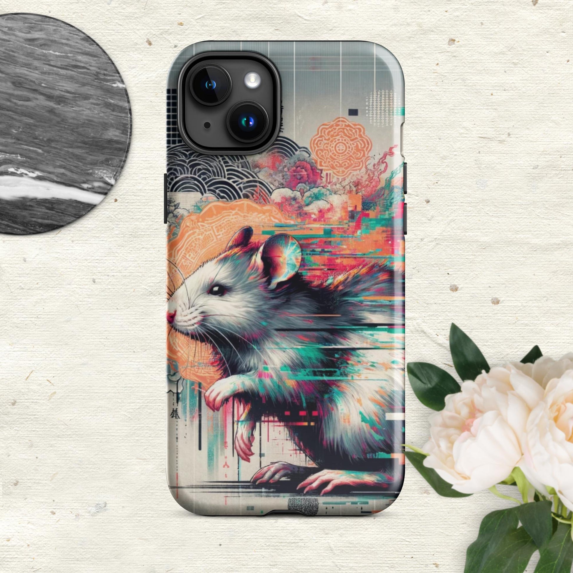 The Hologram Hook Up Glossy / iPhone 15 Plus Rat Glitch Tough Case for iPhone®