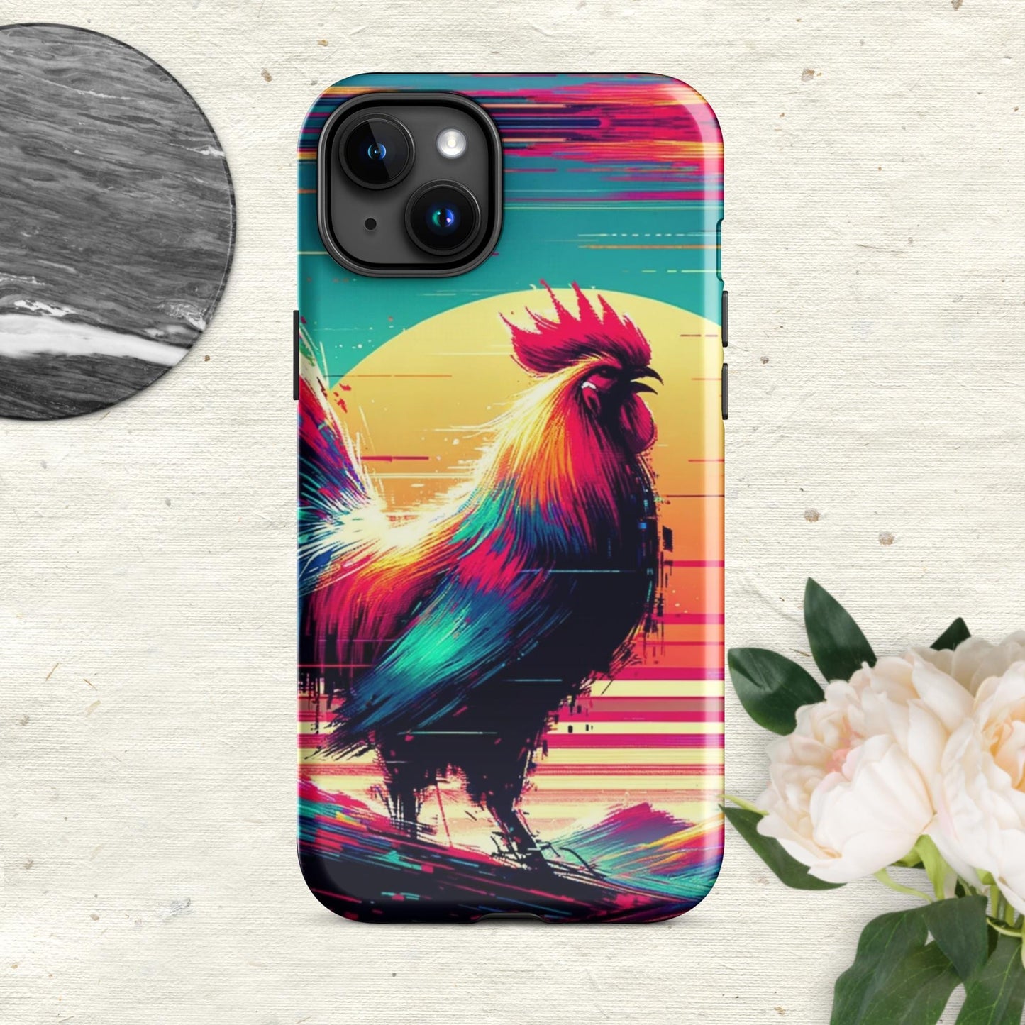 The Hologram Hook Up Glossy / iPhone 15 Plus Rooster Glitch Tough Case for iPhone®