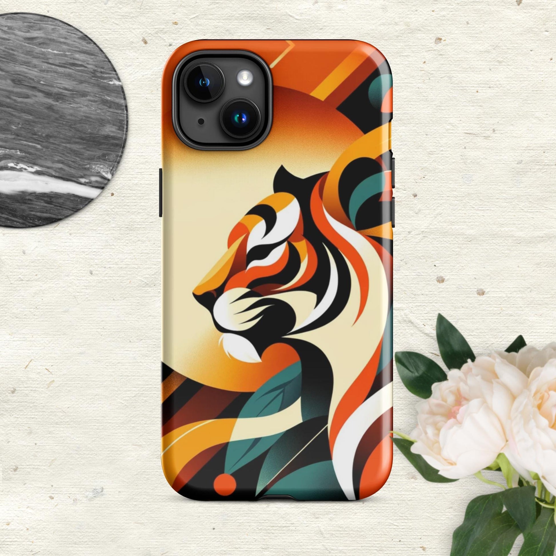 The Hologram Hook Up Glossy / iPhone 15 Plus Tiger Icon Tough Case for iPhone®