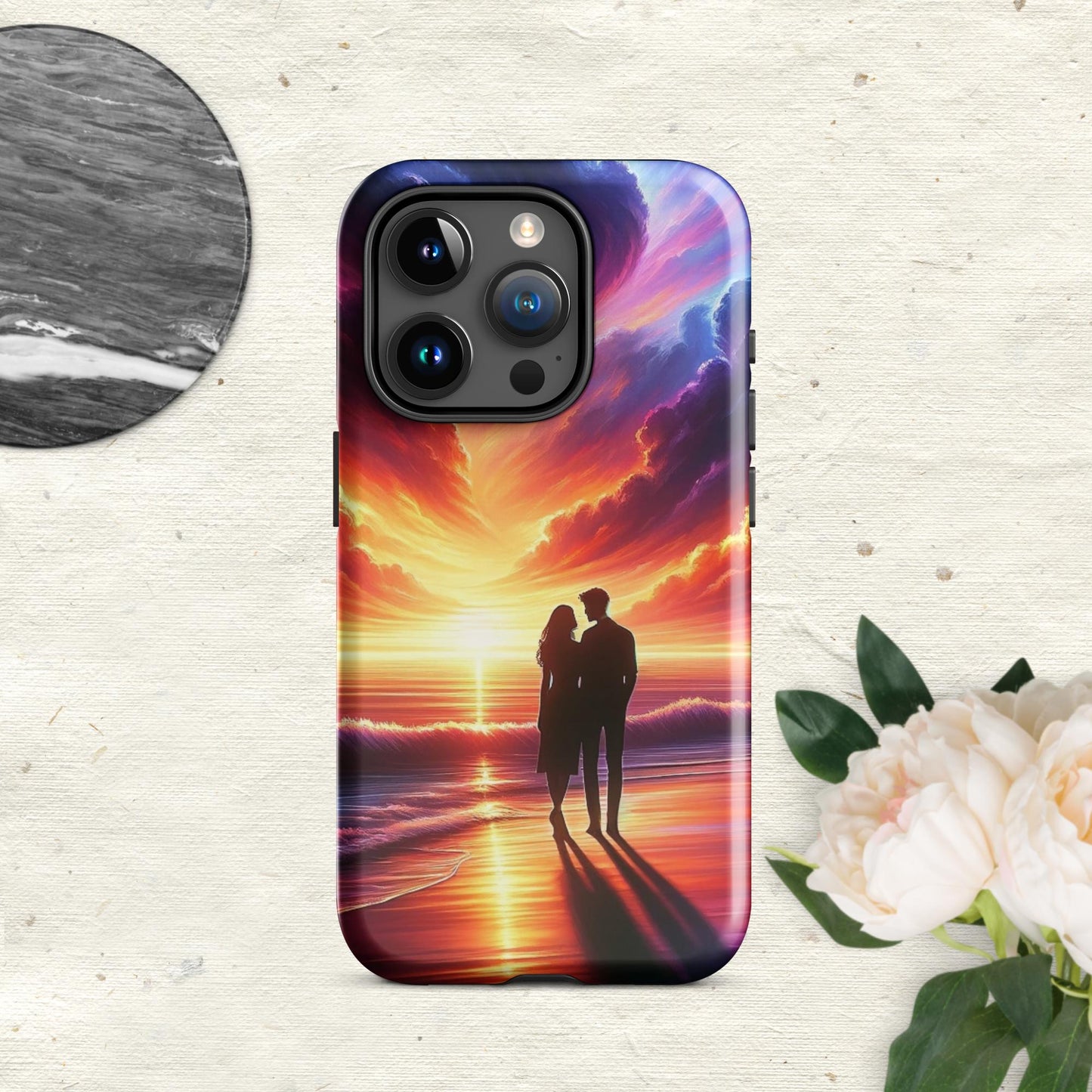 The Hologram Hook Up Glossy / iPhone 15 Pro Lovers Sunset Tough Case for iPhone®