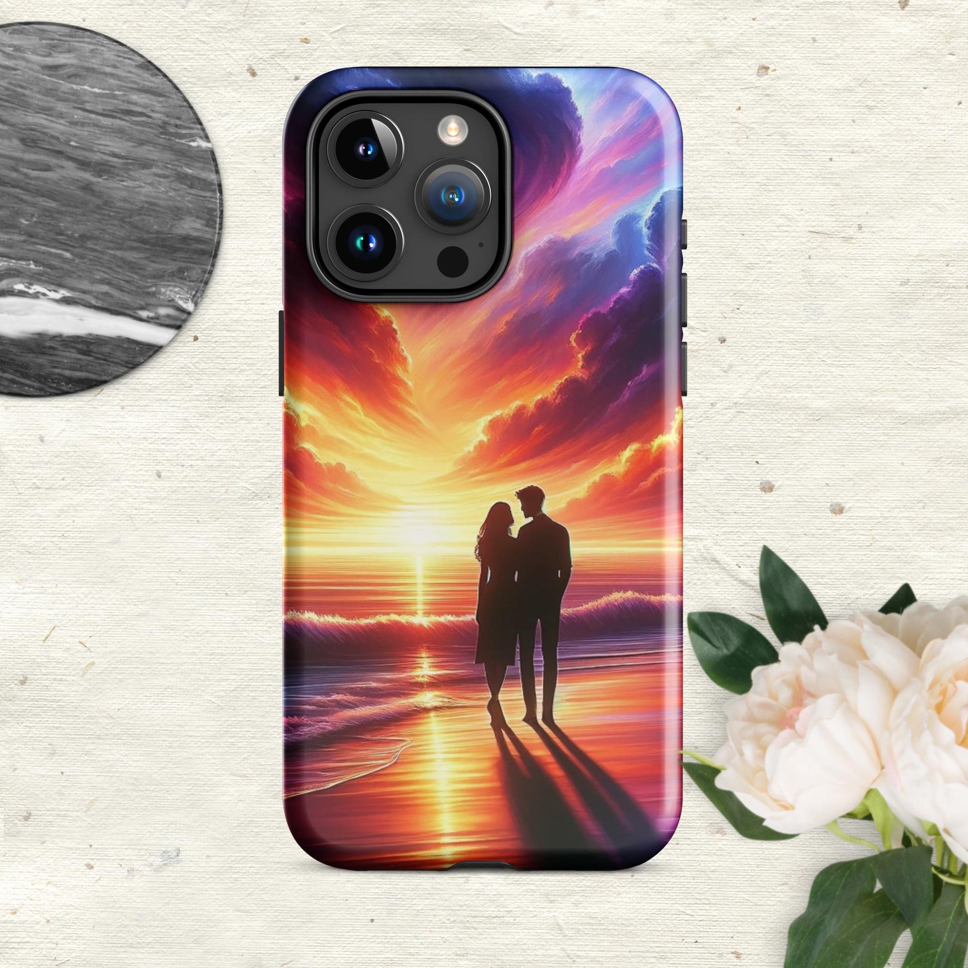 The Hologram Hook Up Glossy / iPhone 15 Pro Max Lovers Sunset Tough Case for iPhone®