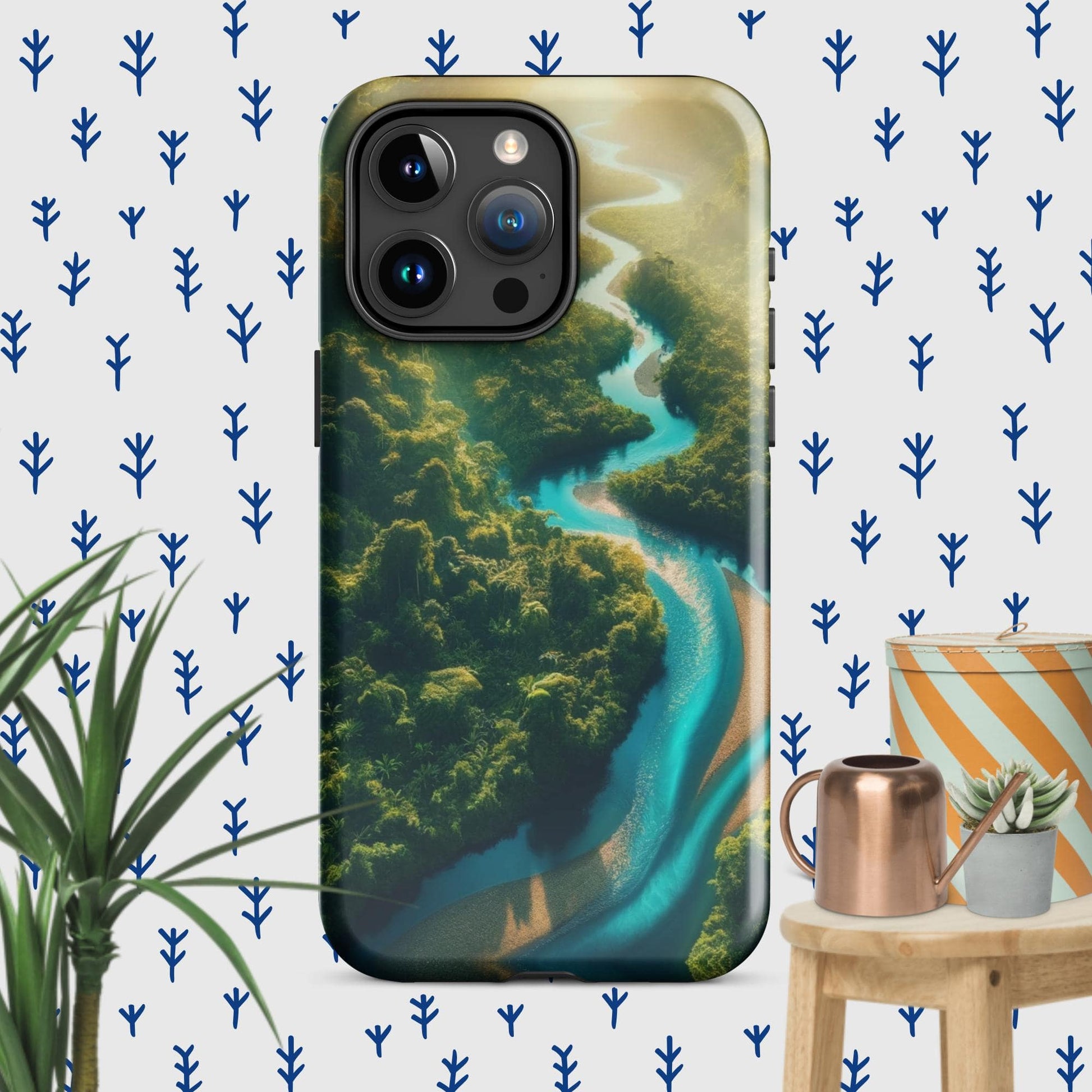 The Hologram Hook Up Glossy / iPhone 15 Pro Max Rainforest River Tough Case for iPhone®