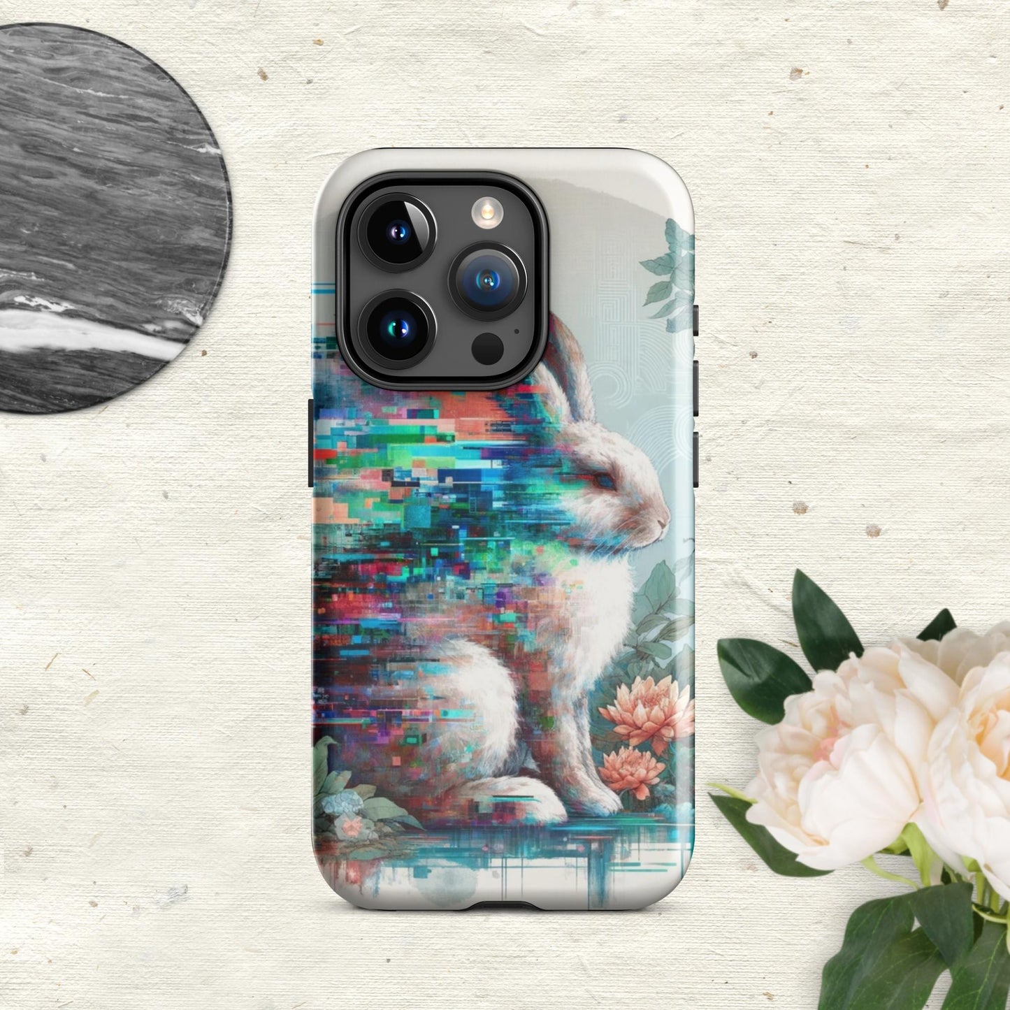 The Hologram Hook Up Glossy / iPhone 15 Pro Rabbit Glitch Tough Case for iPhone®