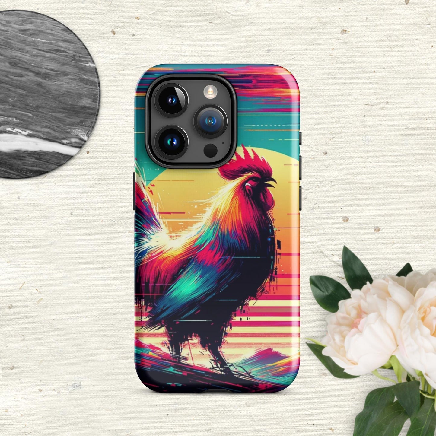 The Hologram Hook Up Glossy / iPhone 15 Pro Rooster Glitch Tough Case for iPhone®