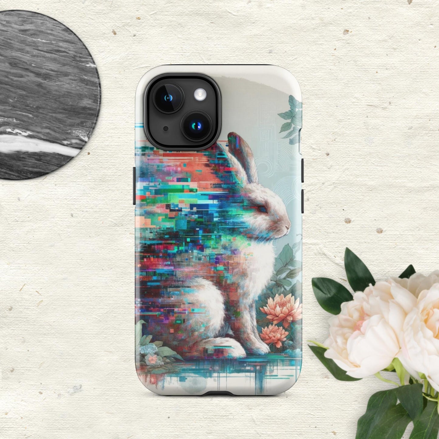 The Hologram Hook Up Glossy / iPhone 15 Rabbit Glitch Tough Case for iPhone®