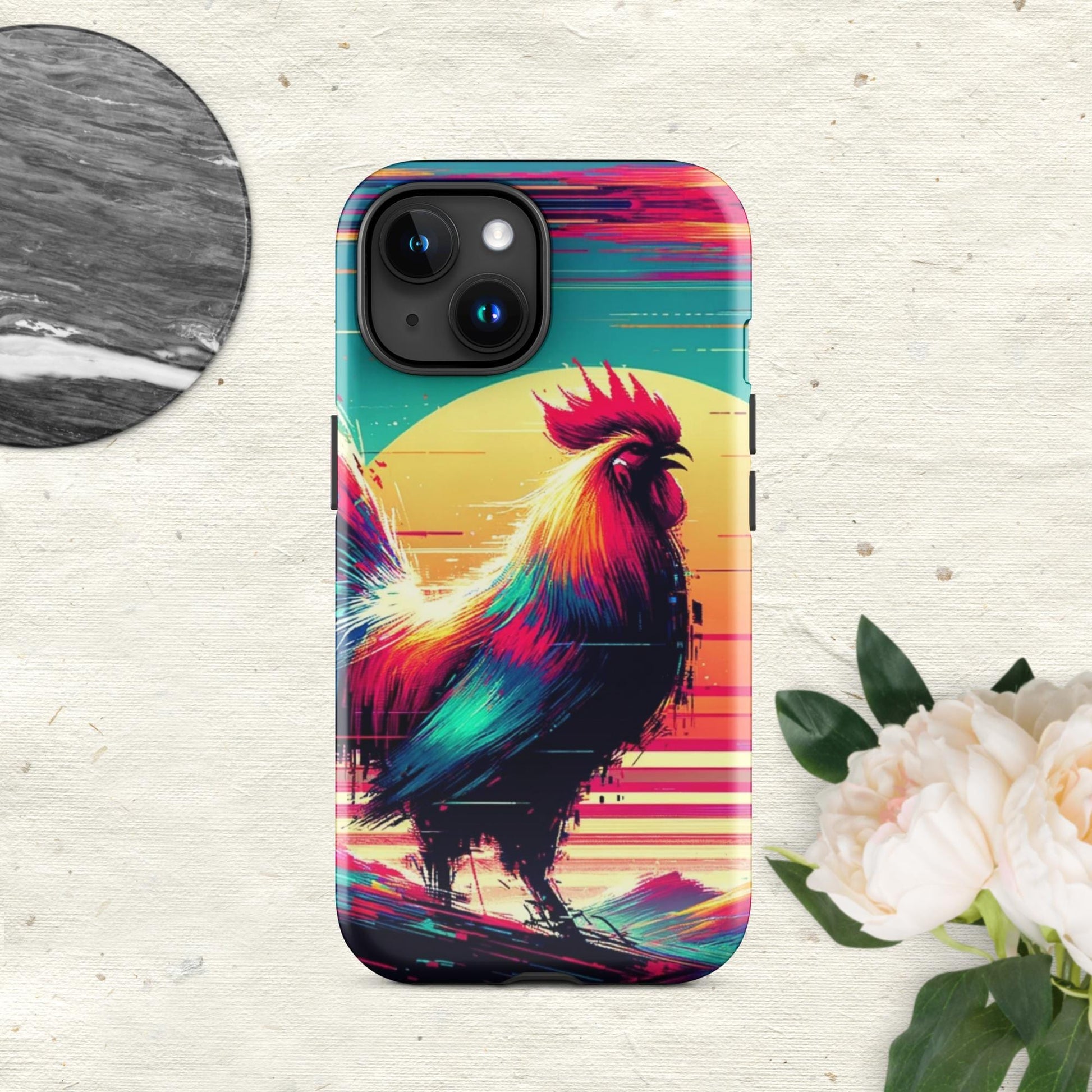 The Hologram Hook Up Glossy / iPhone 15 Rooster Glitch Tough Case for iPhone®