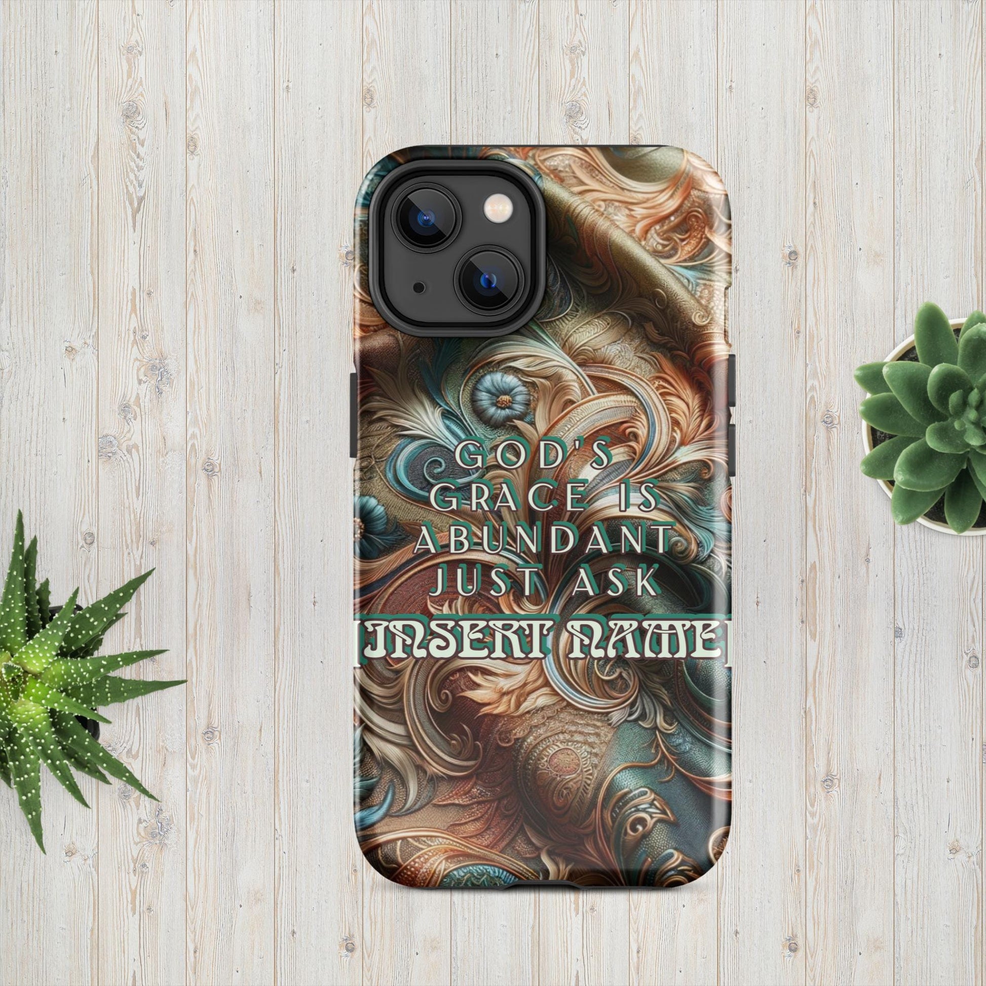 Trendyguard iPhone 14 God's Grace Is Abundant Just Ask (name) | [Custom} Tough Case for iPhone®