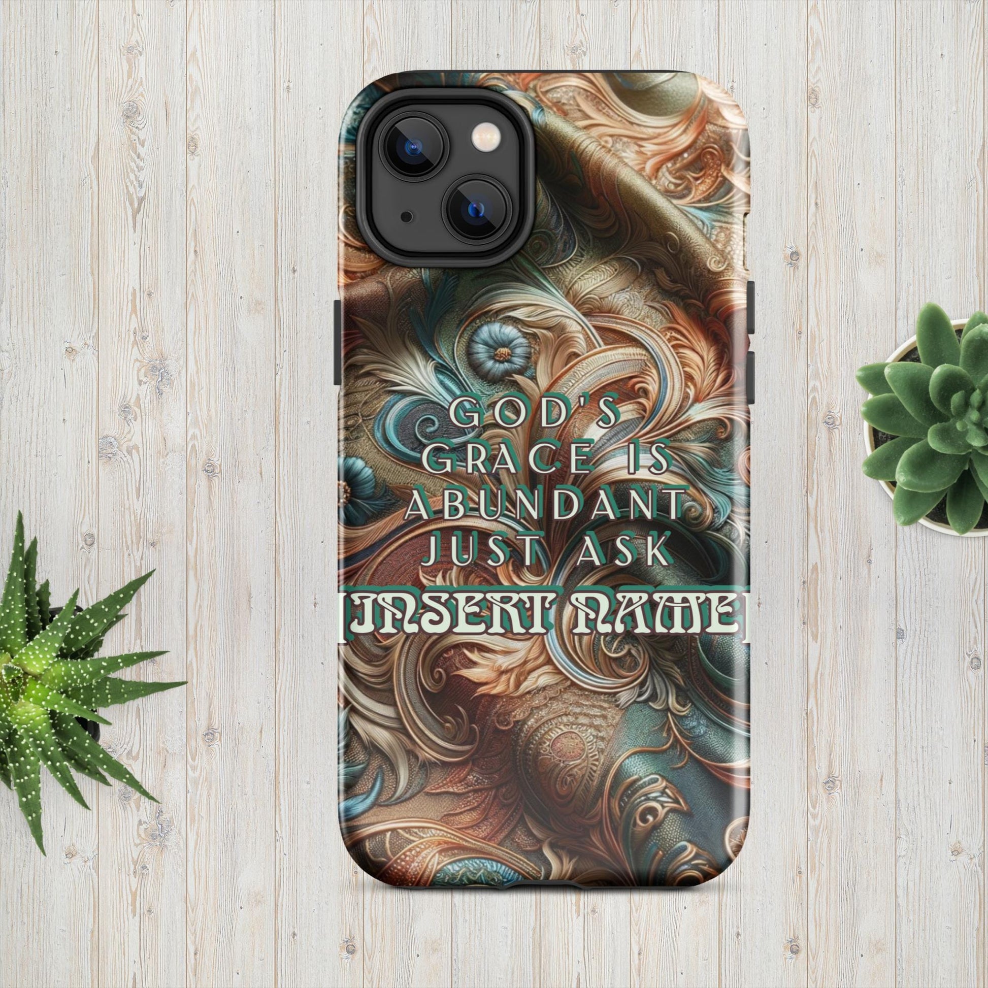 Trendyguard iPhone 14 Plus God's Grace Is Abundant Just Ask (name) | [Custom} Tough Case for iPhone®