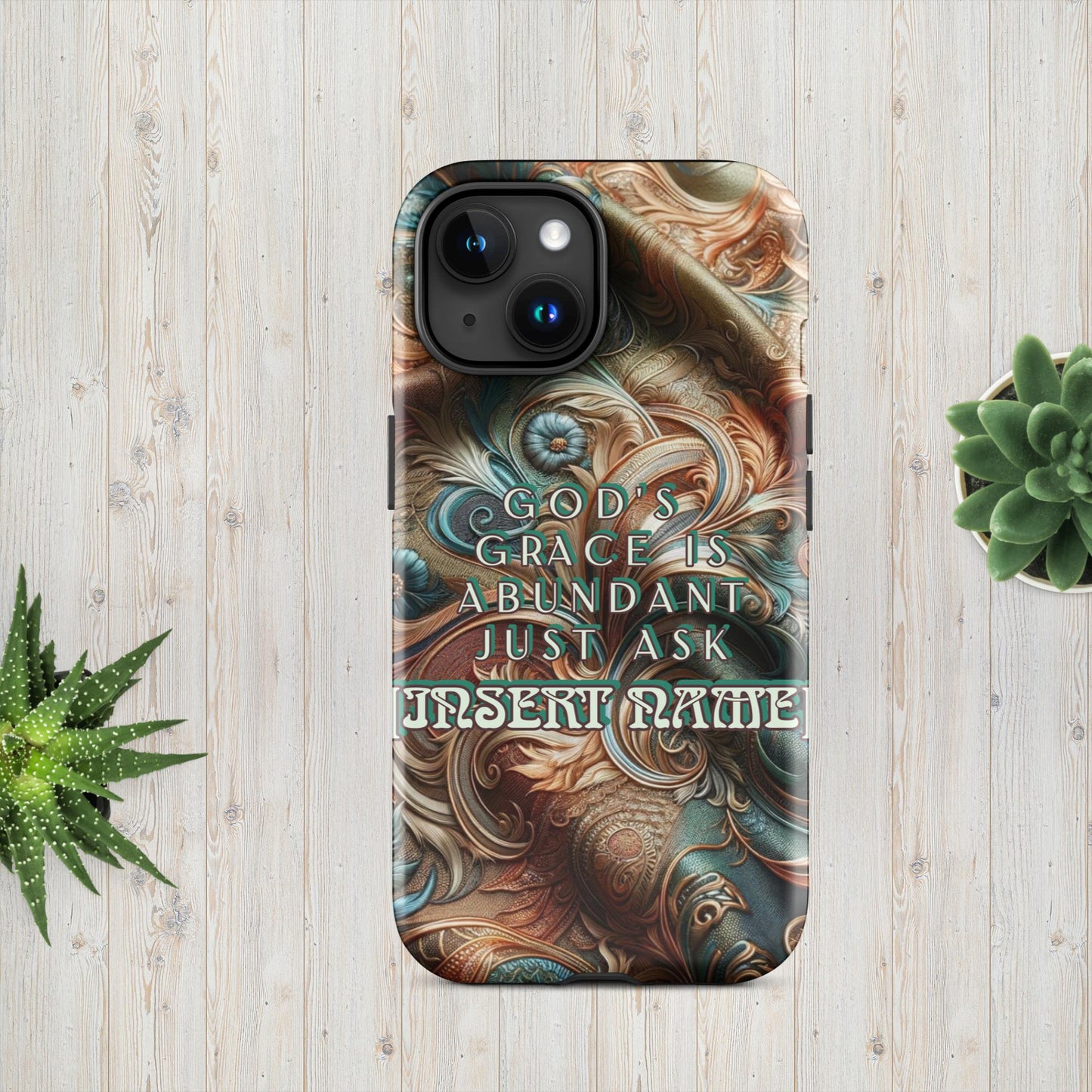 Trendyguard iPhone 15 God's Grace Is Abundant Just Ask (name) | [Custom} Tough Case for iPhone®