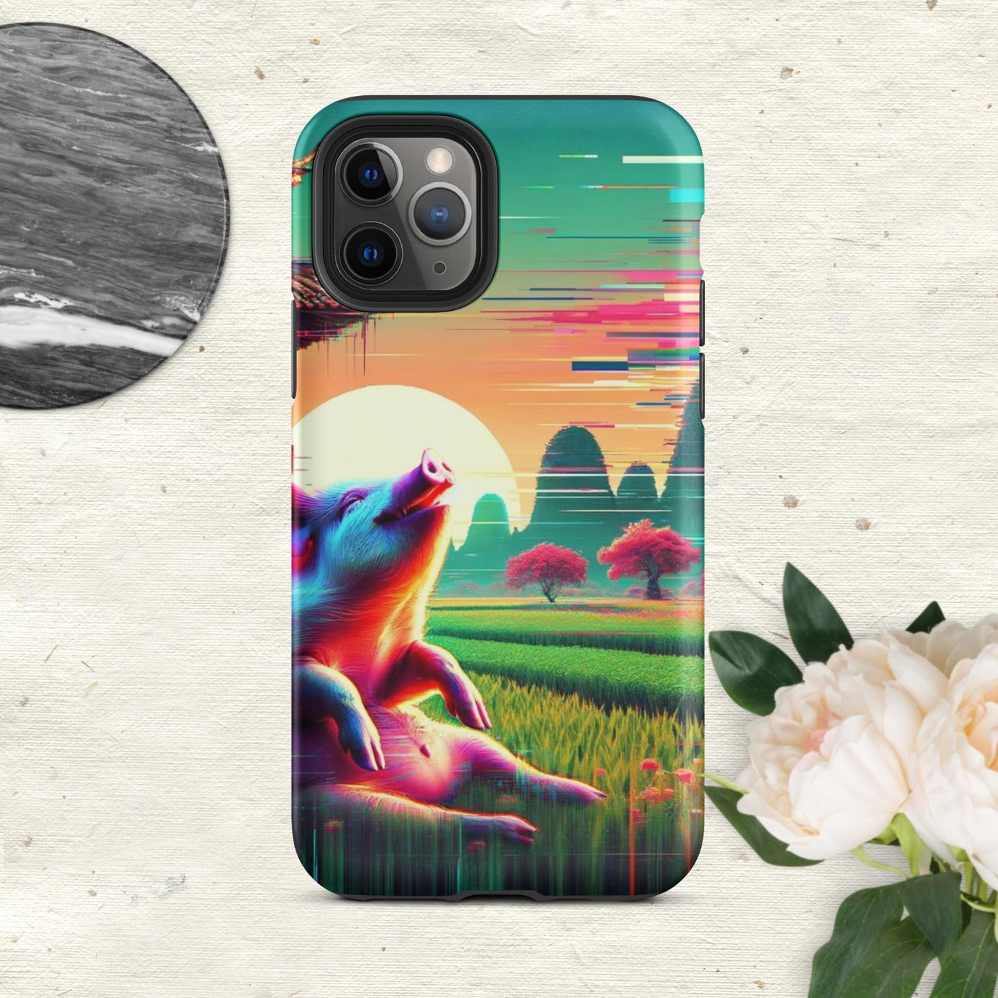 The Hologram Hook Up Matte / iPhone 11 Pro Pig Glitch Tough Case for iPhone®