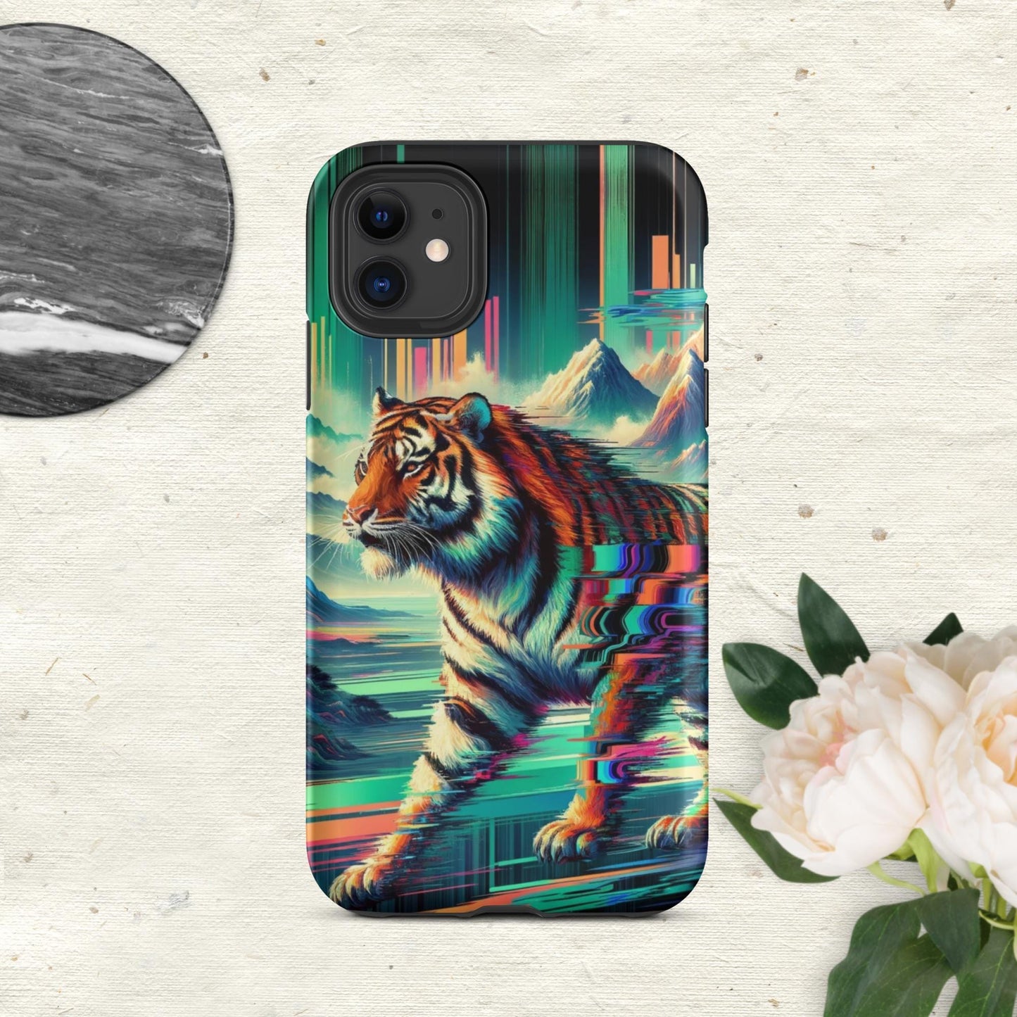 The Hologram Hook Up Matte / iPhone 11 Tiger Glitch Tough Case for iPhone®