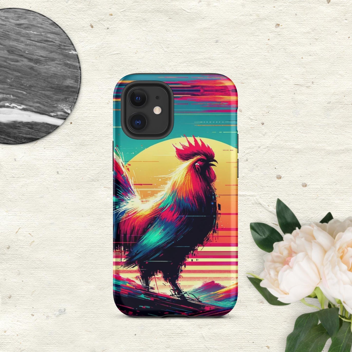 The Hologram Hook Up Matte / iPhone 12 mini Rooster Glitch Tough Case for iPhone®