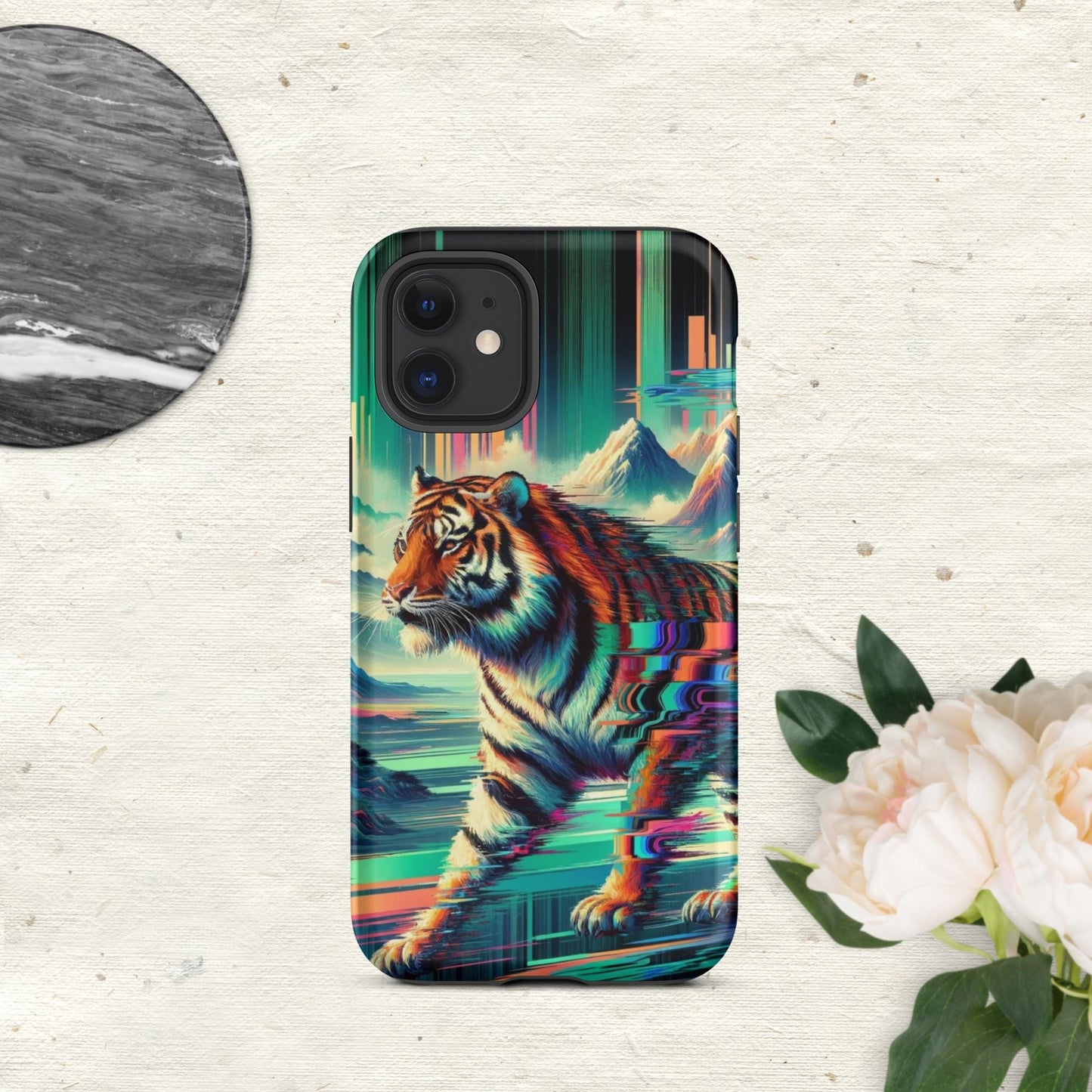 The Hologram Hook Up Matte / iPhone 12 mini Tiger Glitch Tough Case for iPhone®