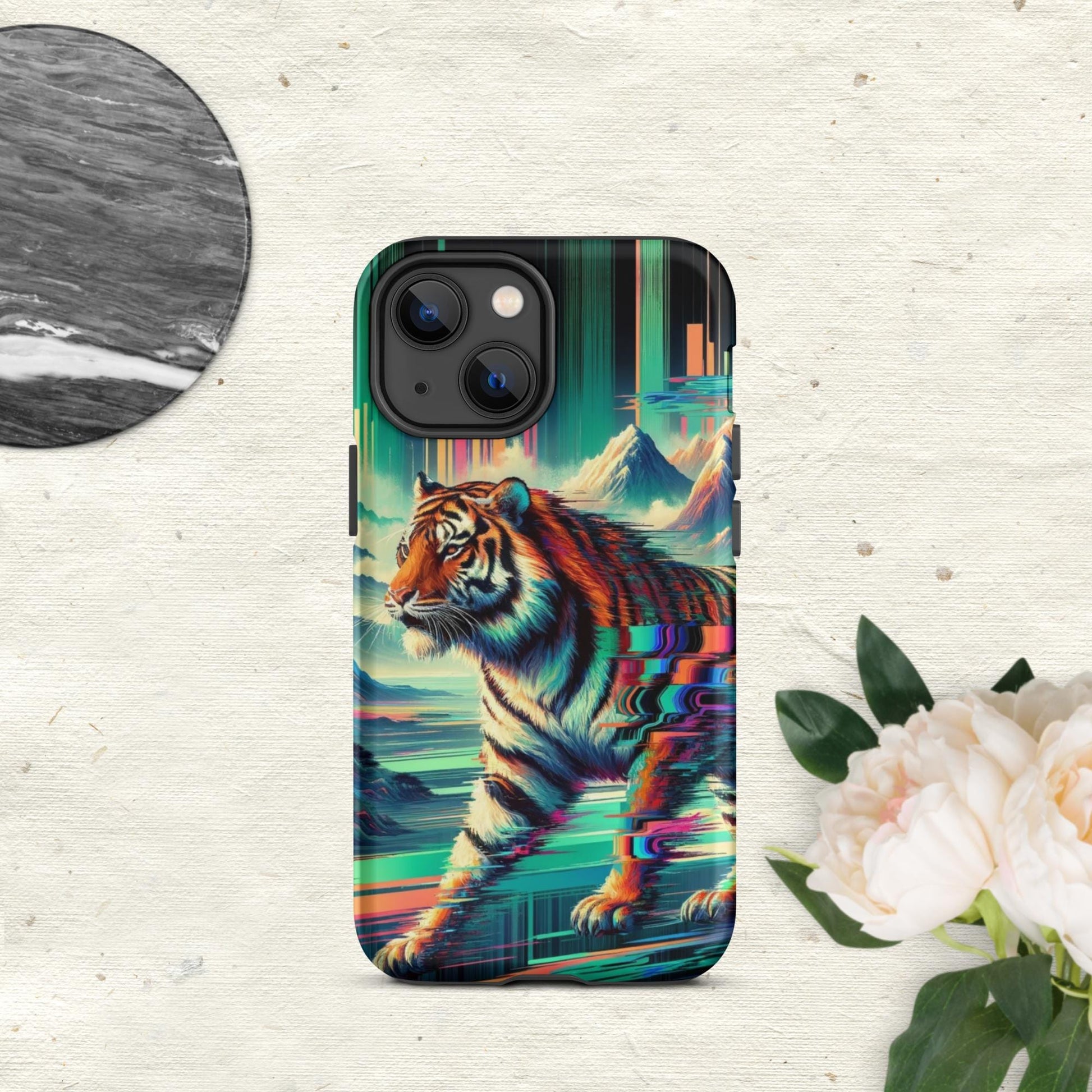 The Hologram Hook Up Matte / iPhone 13 mini Tiger Glitch Tough Case for iPhone®